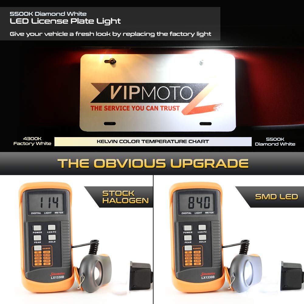 Vipmotoz Full Led License Plate Light Tag Lamp Assembly Replacement Pair For Ford Edge Ranger C-Max Transit Connect 150 250 350H