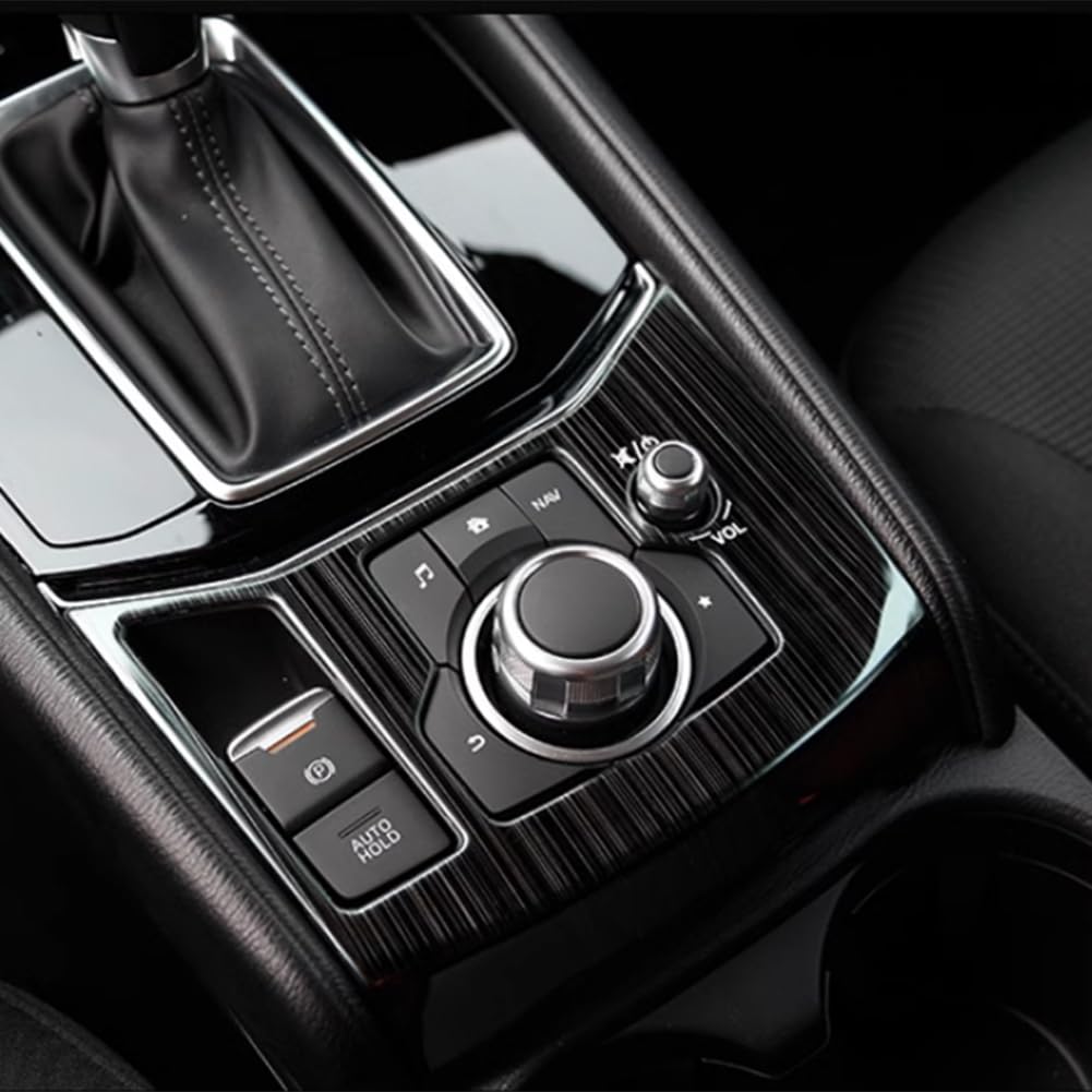 AOKIO Gear Shift Panel Cover Trim for Mazda CX-5 2017-2025, Stainless Black, Model 17CX5-PDMB-02