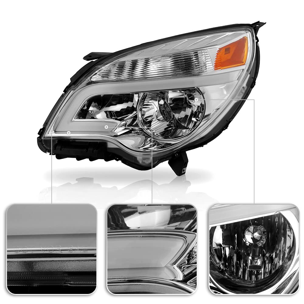 Acanii - For [Halogen Model] 2010-2015 Chevy Equinox Black Upgrade Style Led Tube Headlights Headlamps Pair Left+Right