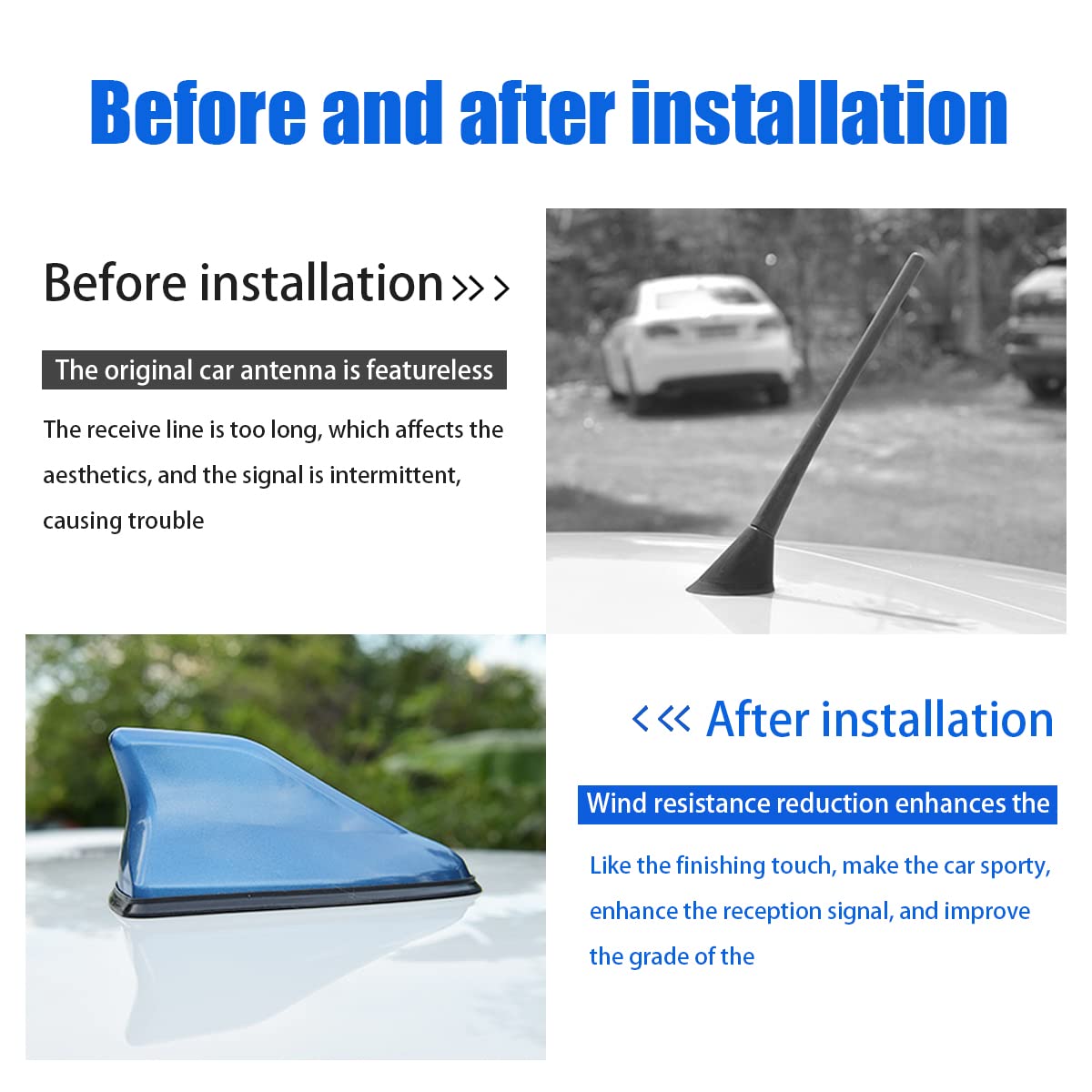 Car Shark Fin Antenna Cover, Roof Aerial Base Am/Fm Radio Signal For Car Suv Truck, Vehicle Shark Fin Shape Cover With Adhesive