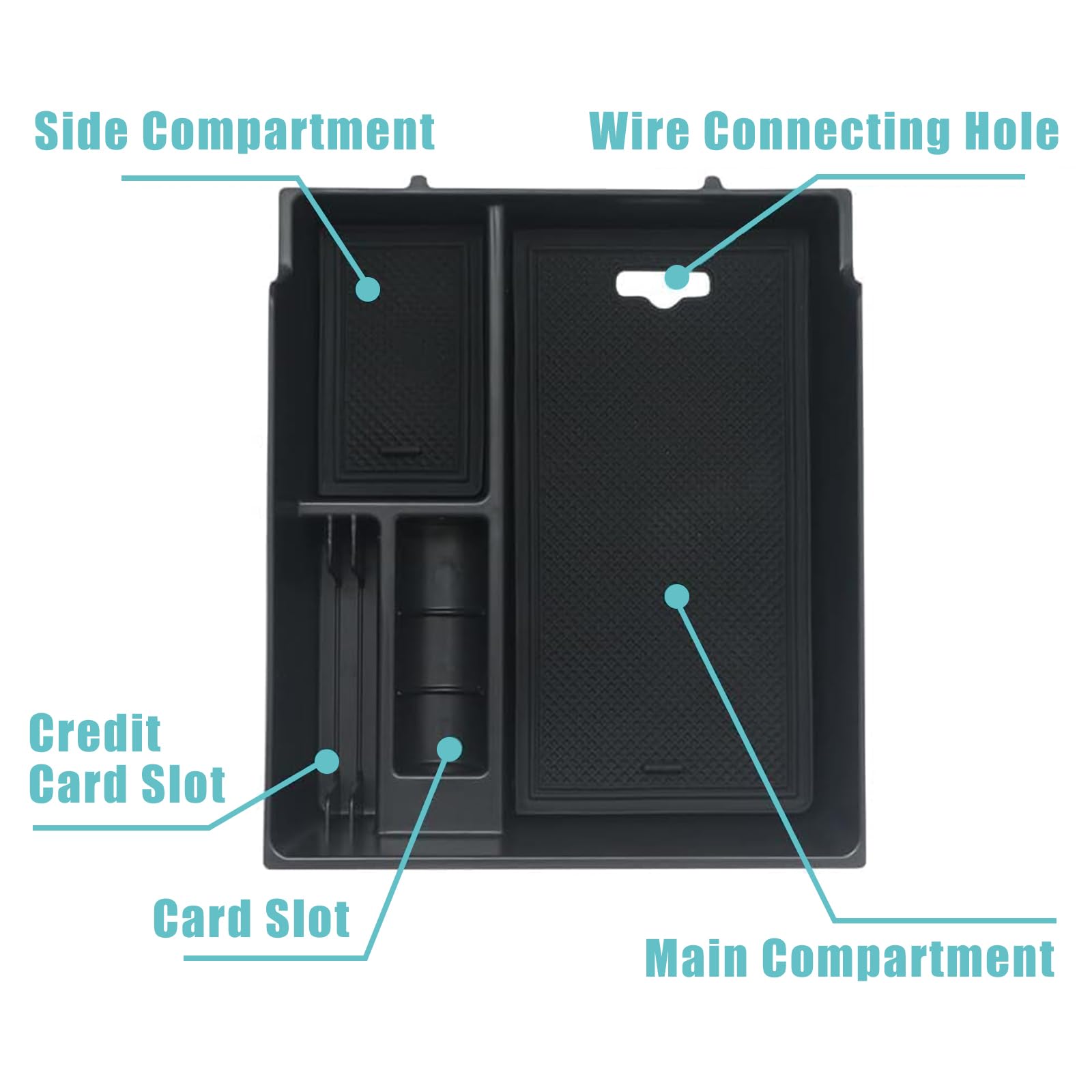 Bestevmod For Rivian R1T & R1S Armrest Storage Box And Cup Holder Lower Center Console Organizer Tray 2Pcs With Pvc Trim Compati