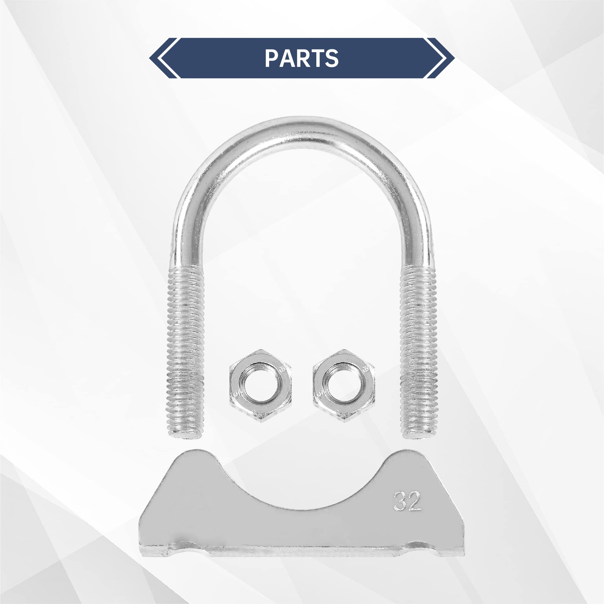 Batoneco 1.25'' U Bolt Clamp, Muffler Exhaust Clamps,1-1/4 Inch Saddle Style Heavy Duty Mild Steel(2-Pack)