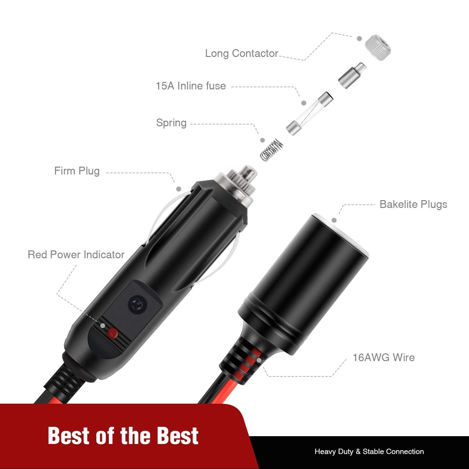 Nilight Car Cigarette Lighter Splitter Plug Socket 2-Way Splitter Splits 1 Car Cigarette Port To 2 Dc Ports Power Charger Port S