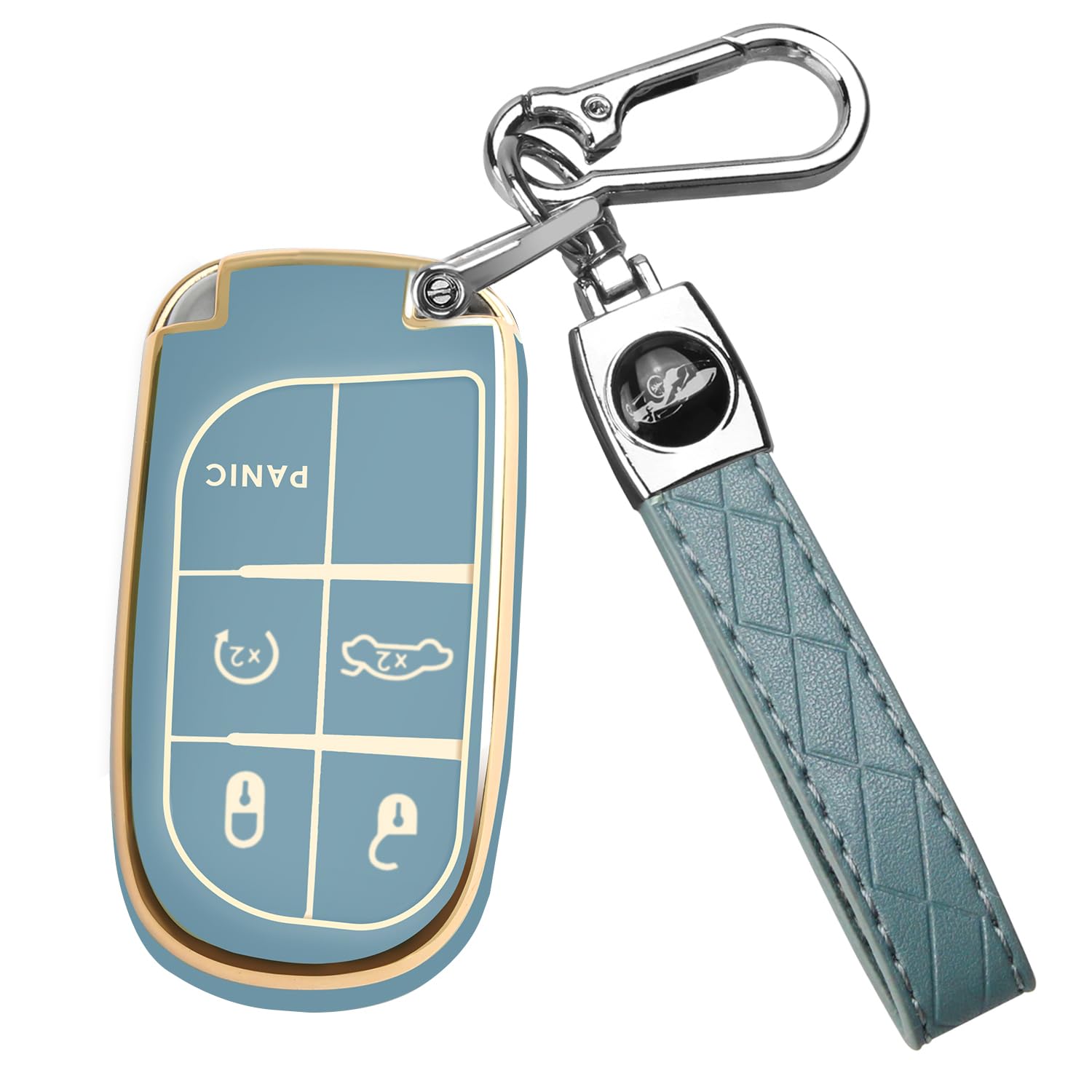 Qbuc For Jeep Key Fob Cover With Leather Keychain Tpu Protection Key Case Compatible With Grand Cherokee Renegade Smart Key
