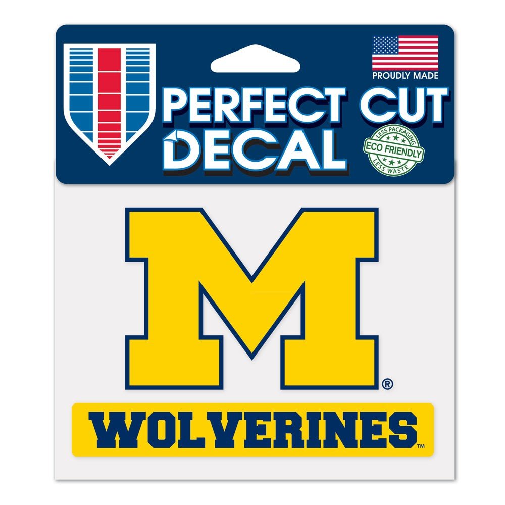 NCAA University of Michigan WCR38151014 Perfect Cut Color Decal, 4.5' x 5.75',yellow