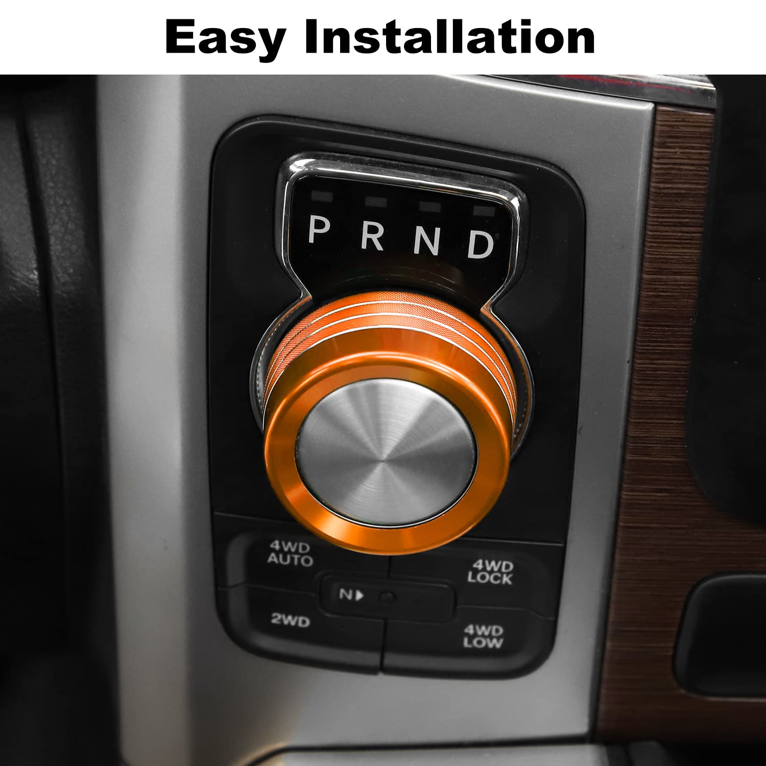 Voodonala For Dodge Ram Aluminum Gear Shift Shifter Switch Transmission Gear Selector Shift Lever Gearstick Knob Coverfor 2013-2017 Dodge Ram Interior Accessories,Orange 1Pc