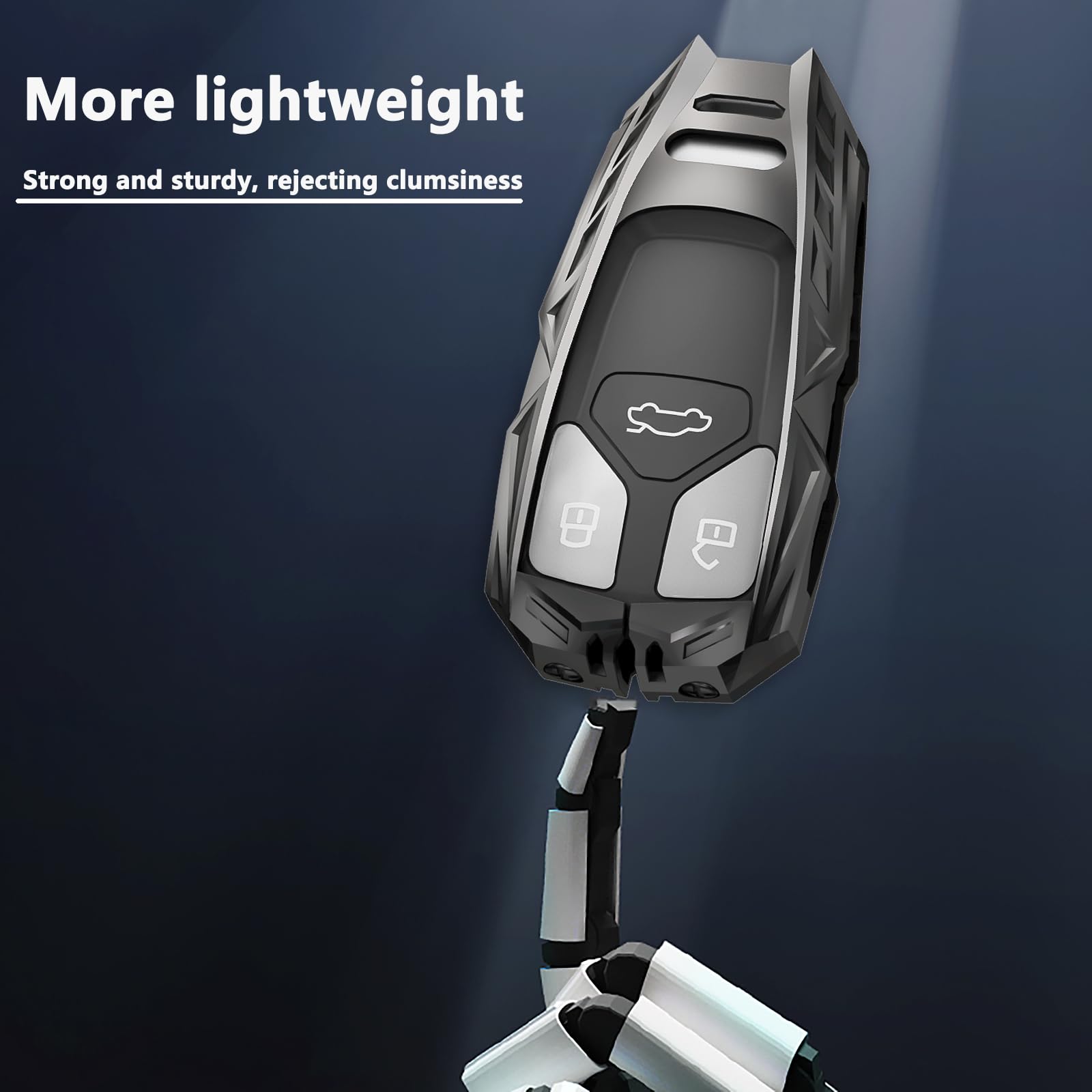 Slaknok For Audi Key Fob Cover With Keychain,Stylish And Durable Zinc Alloy Protection Key Case Compatible With A4 A5 Q7 Q5 Tt Tts A3 A6 Sq5 R8 S5 Rs4 Rs5 Smart Keyless Key Shell Accessories