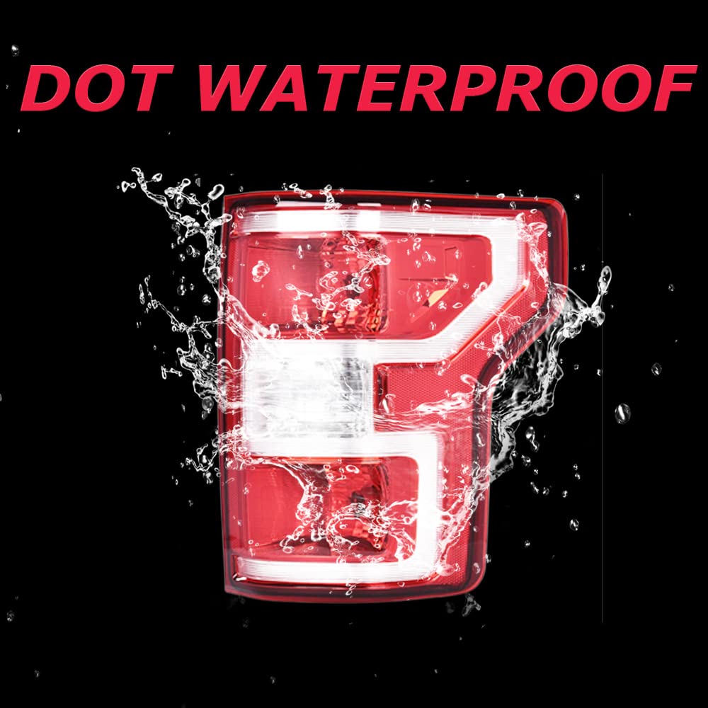 Pit66 Tail Lights Assembly,Compatible With 2018 2019 2020 Ford F150 Rear Tail Lamp Left Driver And Right Passenger Side,Red Lens