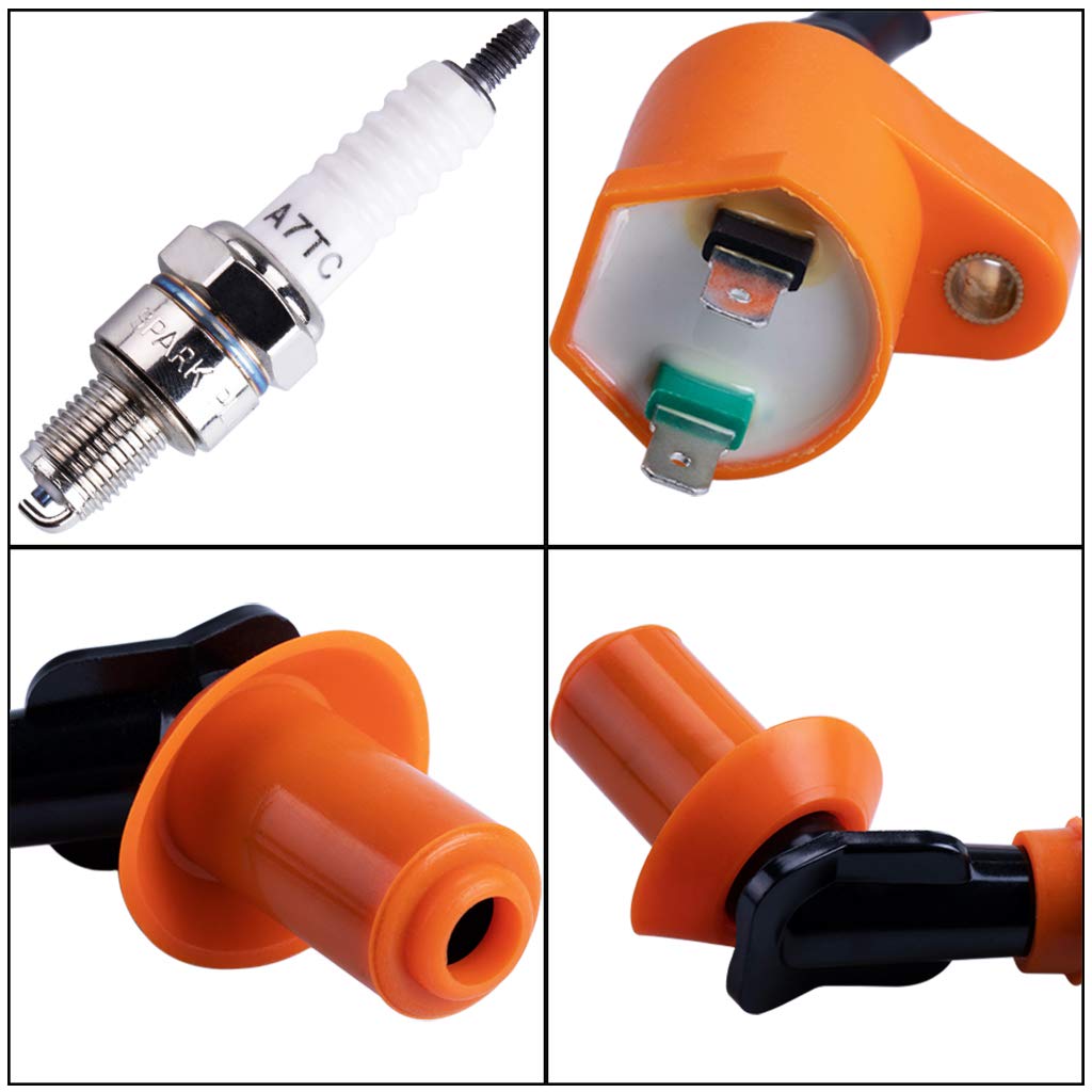 Cncmotok High Performance Racing Ignition Coil Electrode Spark Plug For Chinese 50Cc 125Cc 150Cc Gy6 Moped Scooter Atv Go Kart