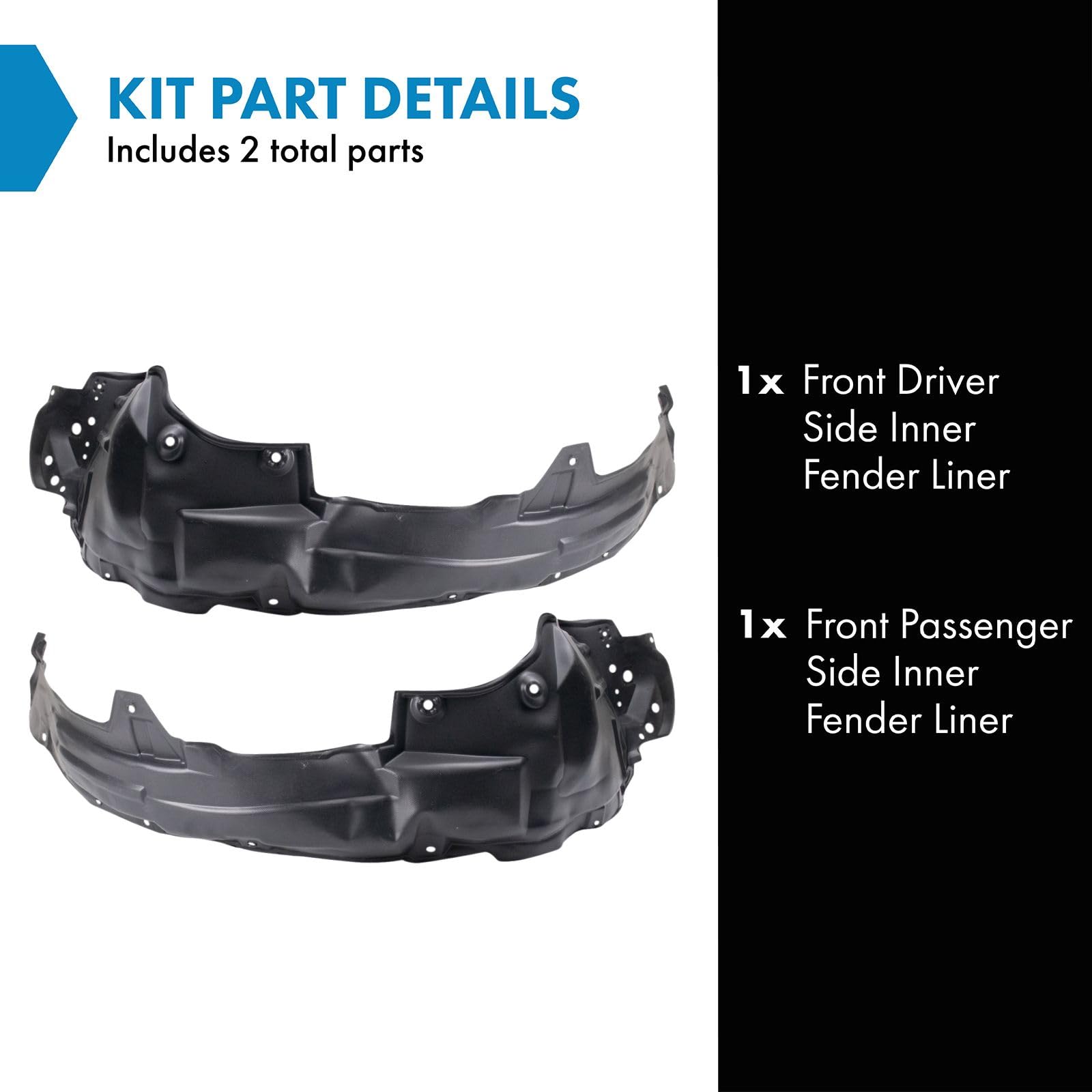 Trq Front Inner Fender Liner Set Compatible With 2013-2018 Toyota Rav4 To1248171 To1249171