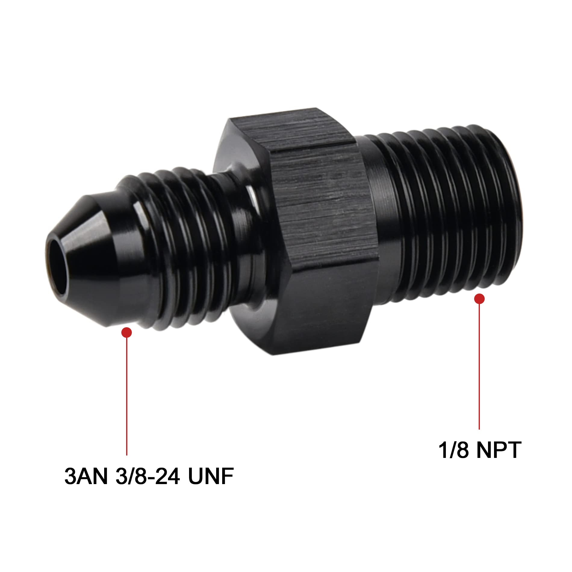 Evil Energy 3An Male Flare To 1/8'' Npt Pipe Fitting Adapter Aluminum Straight Black 2Pcs