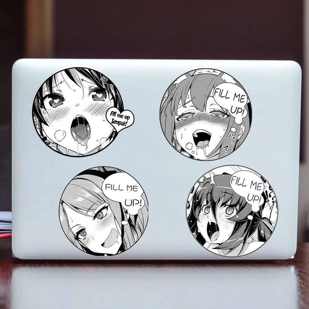 Earlfamily 5.1'' 4Pcs Anime Girl Stickers For Fill Me Up Car Sticker Personality Cute Decals Anime Scratch-Proof Caravan Refrige