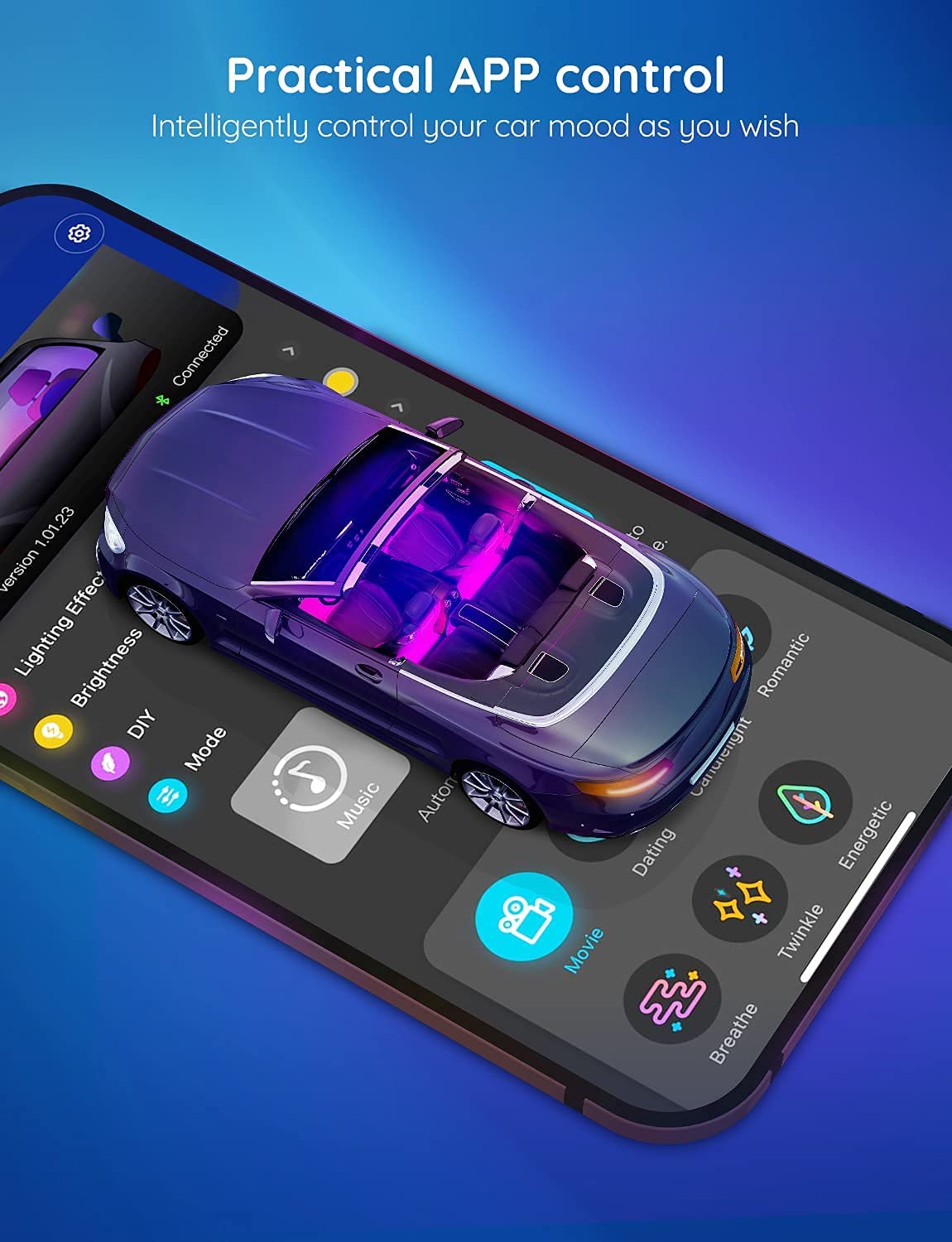 Govee Car Led Lights, Smart Interior Lights With App Control, Rgb Inside Car Lights With Diy Mode And Music Mode, 2 Lines Design