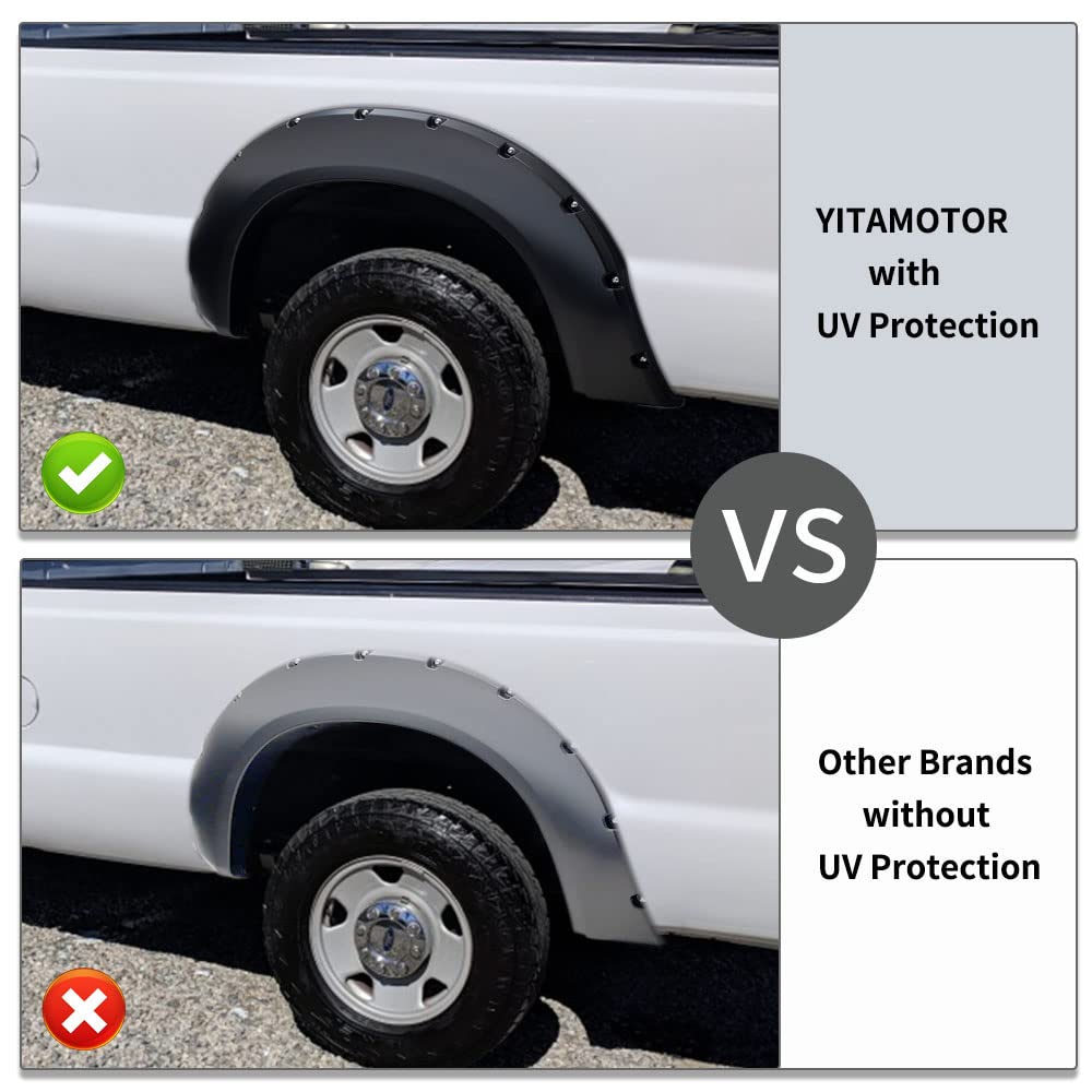 YITAMOTOR Fender Flares Kit, Compatible for 1999-2007 Ford F-250 / F-350 / F-450 Super Duty, Front Rear Wheels w/UV Protected &
