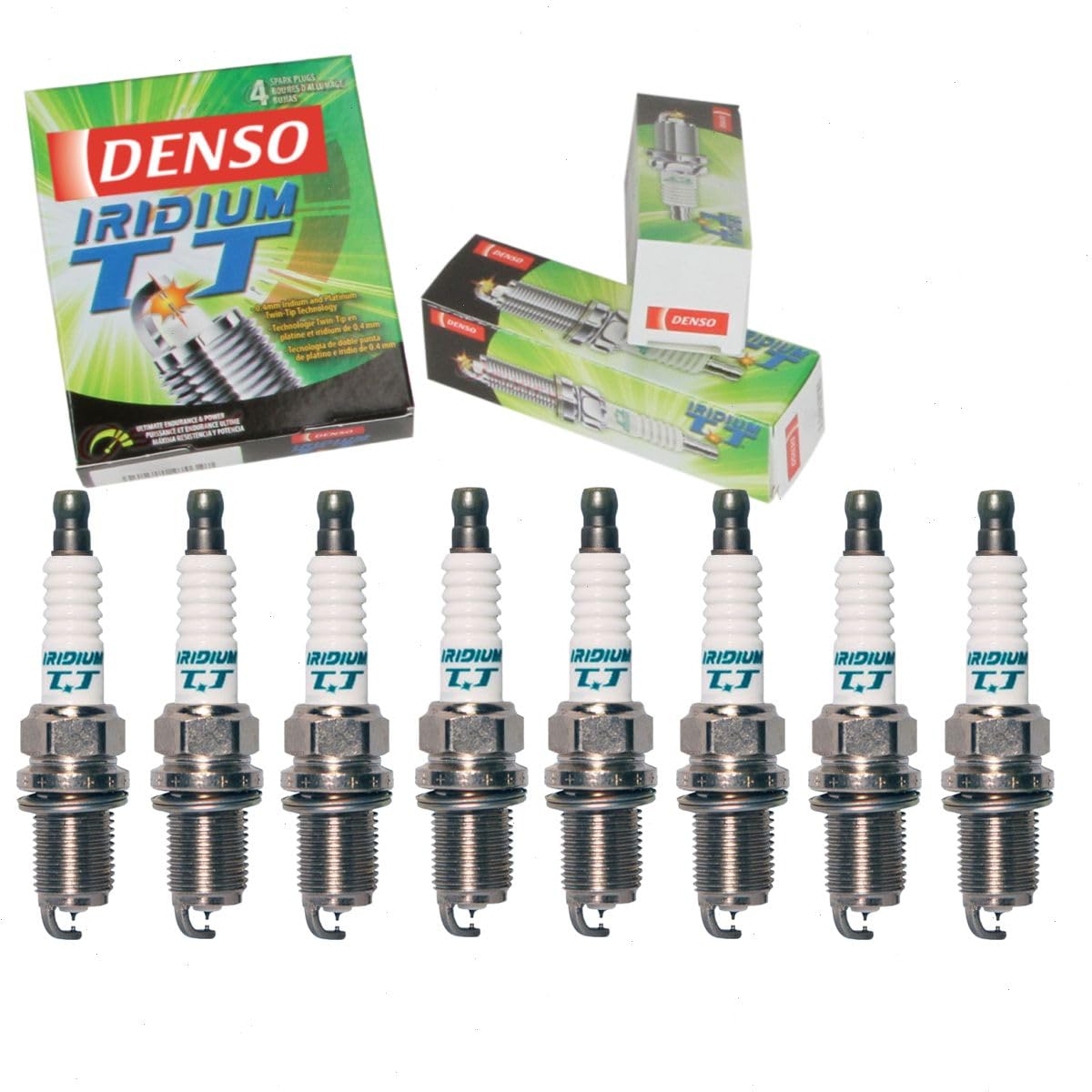 8 pc DENSO Iridium TT Spark Plugs compatible with Dodge Ram 1500 3.9L 4.7L 5.2L 5.9L V6 V8 1994-2007