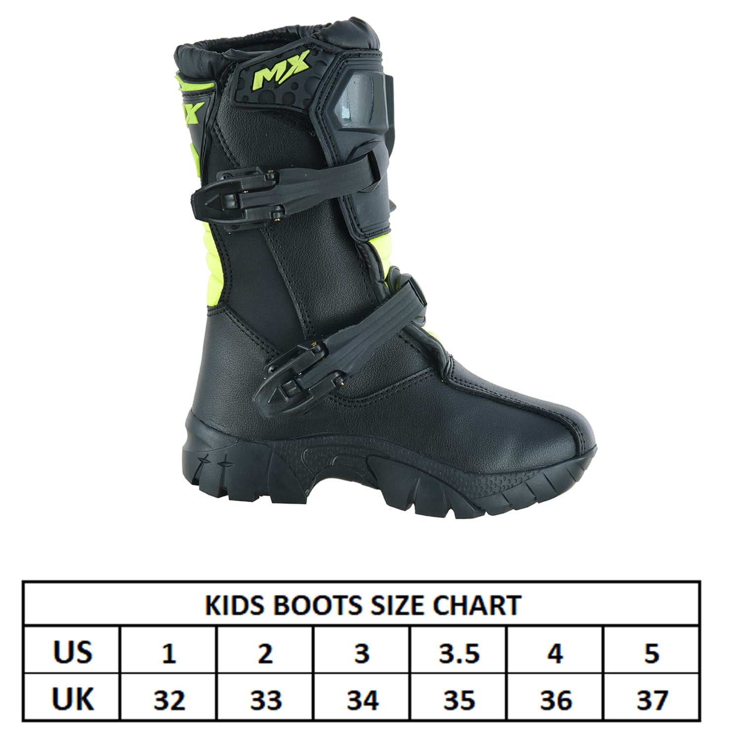 PROFIRST Motorcycle kids boots Motorbike Waterproof shoes Motorcross Dirt Bike Riding Biker Boots for kids (Green, US Footwear S