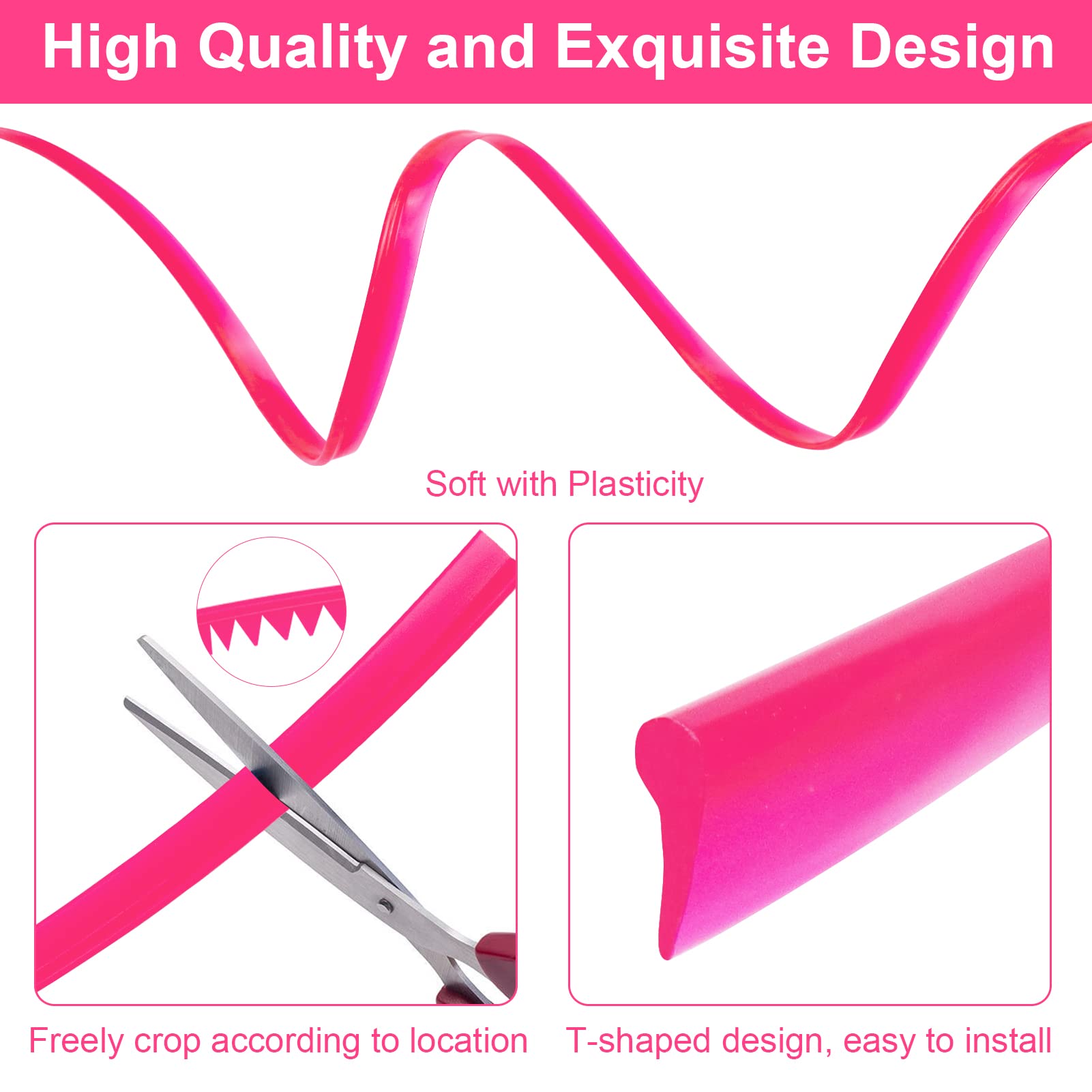 Boaosi Car Interior Moulding Trim Car Decorative Filler Insert Strips Flexible Electroplating Decoration Styling Door Dashboard Strip 16.4Ft (Pink)