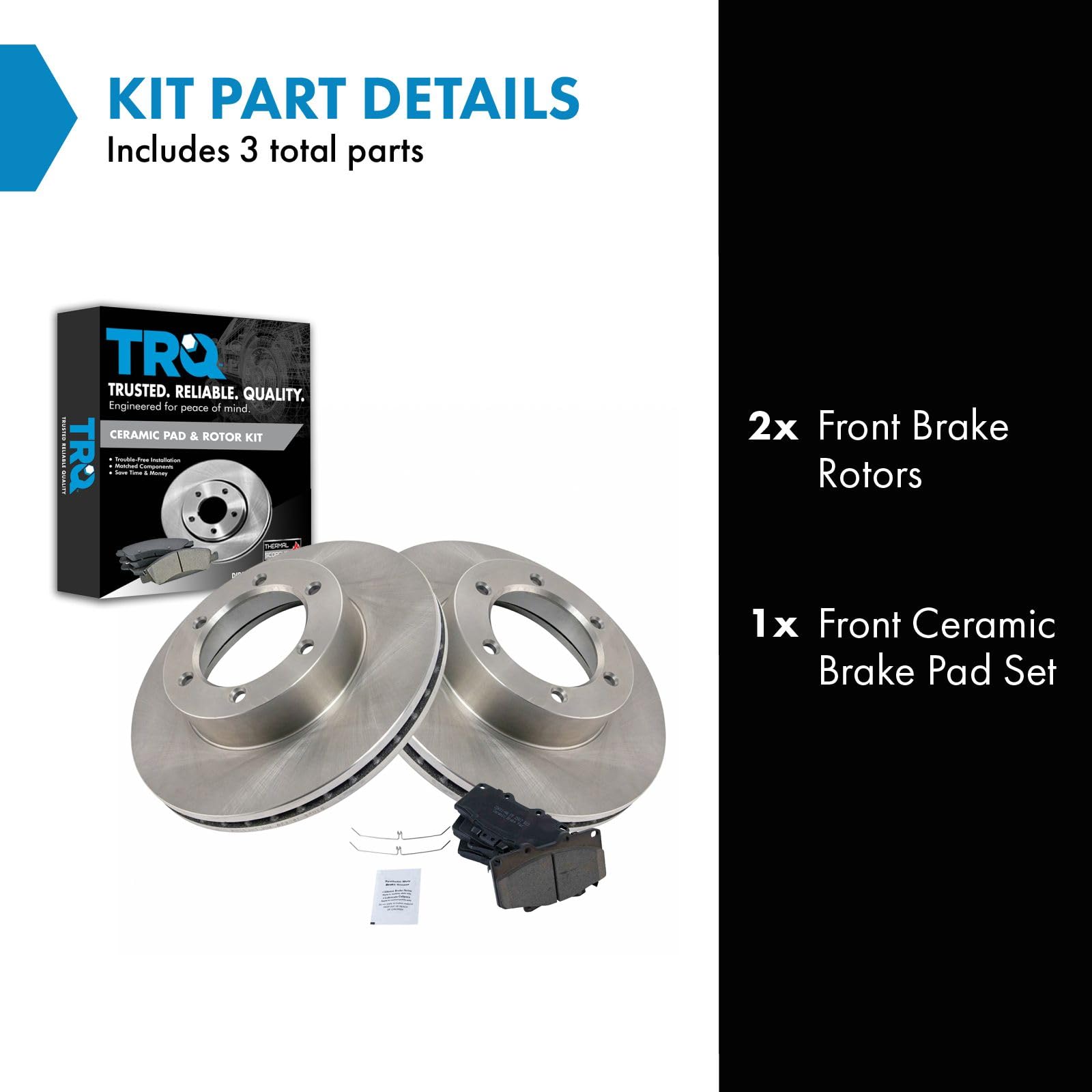 Trq Front Brake Pad & Rotor Kit Brake Pads Brake Rotor Ceramic Compatible With 1992-1995 Toyota 4Runner 1993-1998 T100
