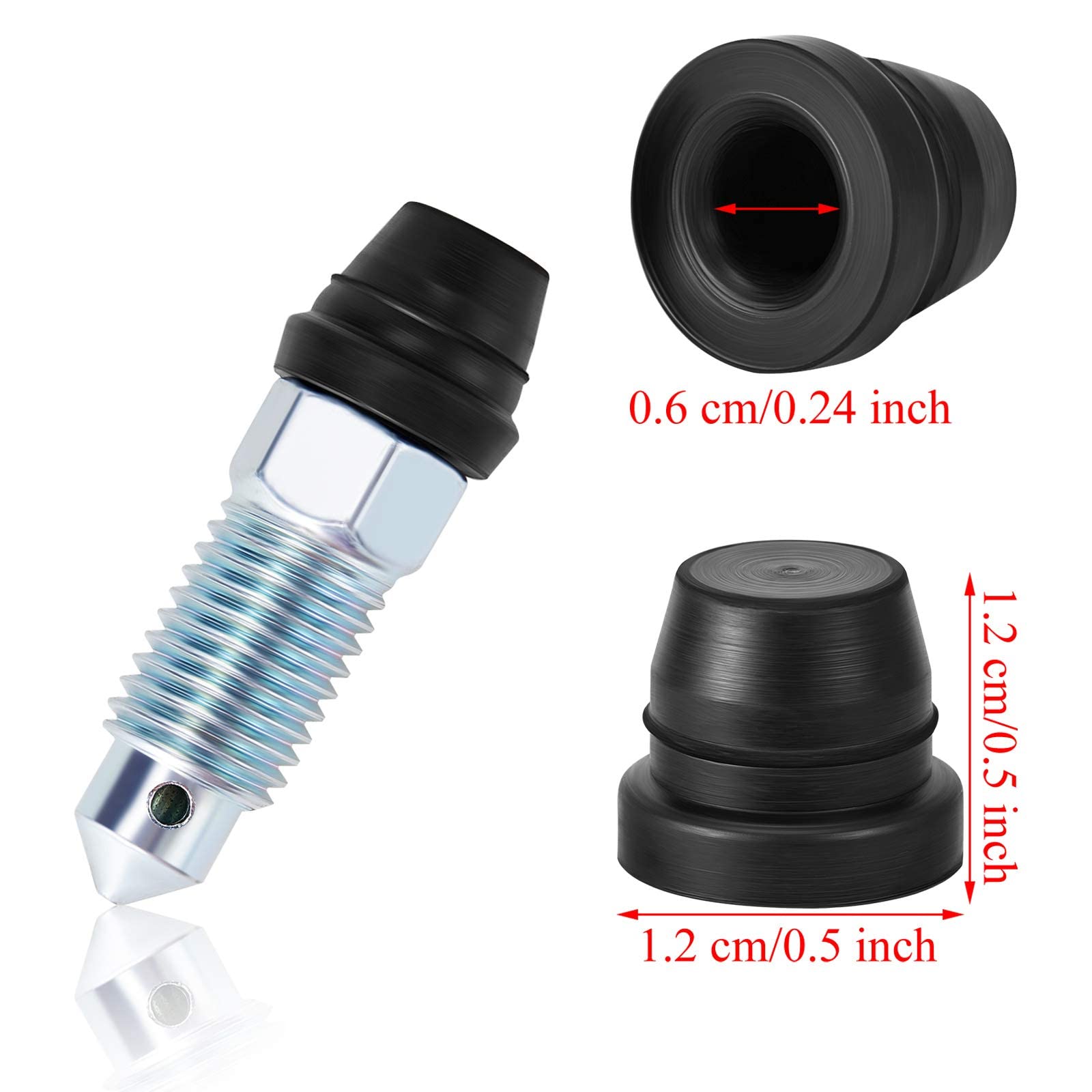 Brake Bleeder Screw Cap Grease Fitting Cap Rubber Dust Cover For Cars And Motorcycles (60 Pieces)