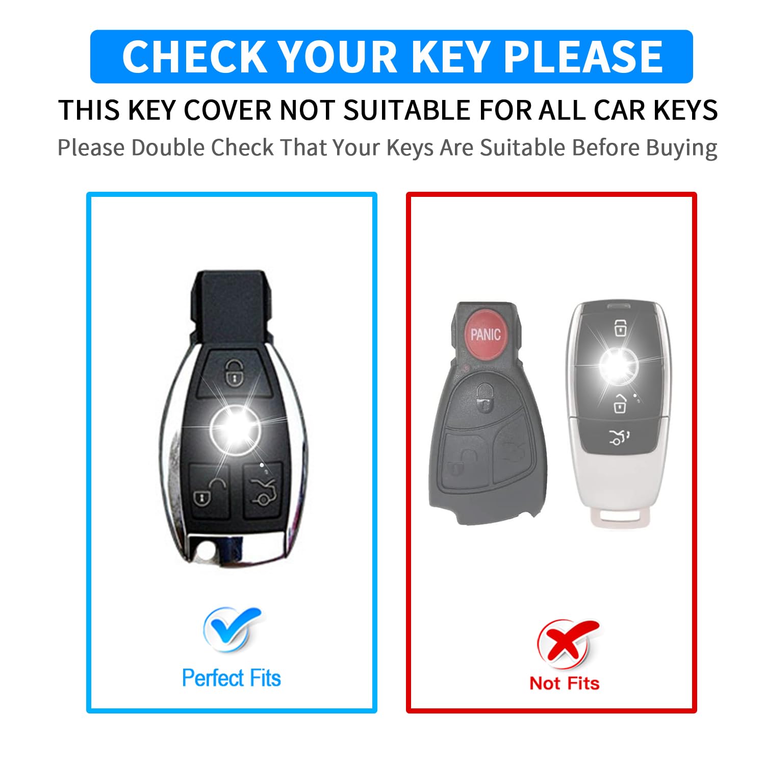 Qbuc For Mercedes Benz Key Fob Cover With Keychain,For Mercedes Benz Accessories Is Compatible With Cls Clk Amg Clk Glc Gle Gls