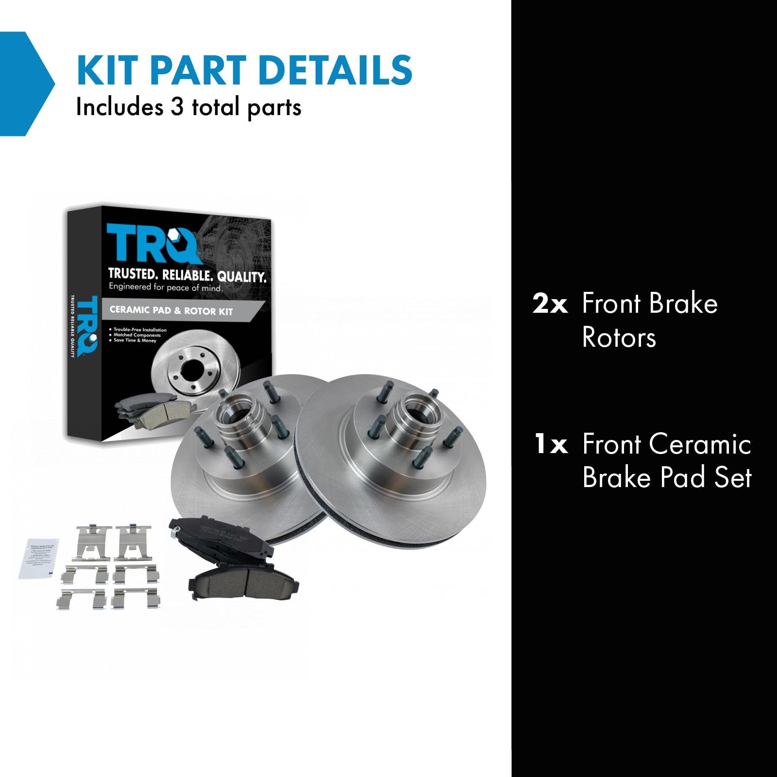 Trq Front Brake Pad & Rotor Kit Brake Pads Brake Rotor Ceramic Compatible With 1995-2001 Ford Explorer 1998-2002 Ranger 1999 Maz
