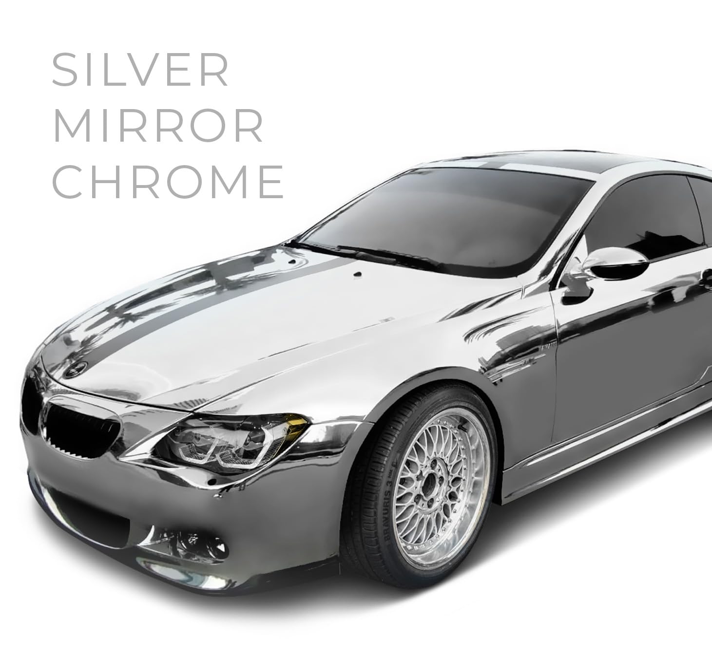 Vvivid Gloss Chrome Silver Vinyl Wrap Adhesive Film Roll Air Release Diy Sheet (1Ft X 5Ft)