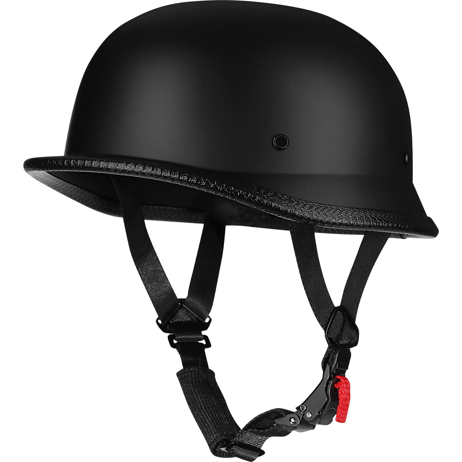 Yesmotor Helmet Half Shell German Motorcycle Helmet With Cycling Glasses - Dot Approved (Xx-Large, Matte Black & Black)