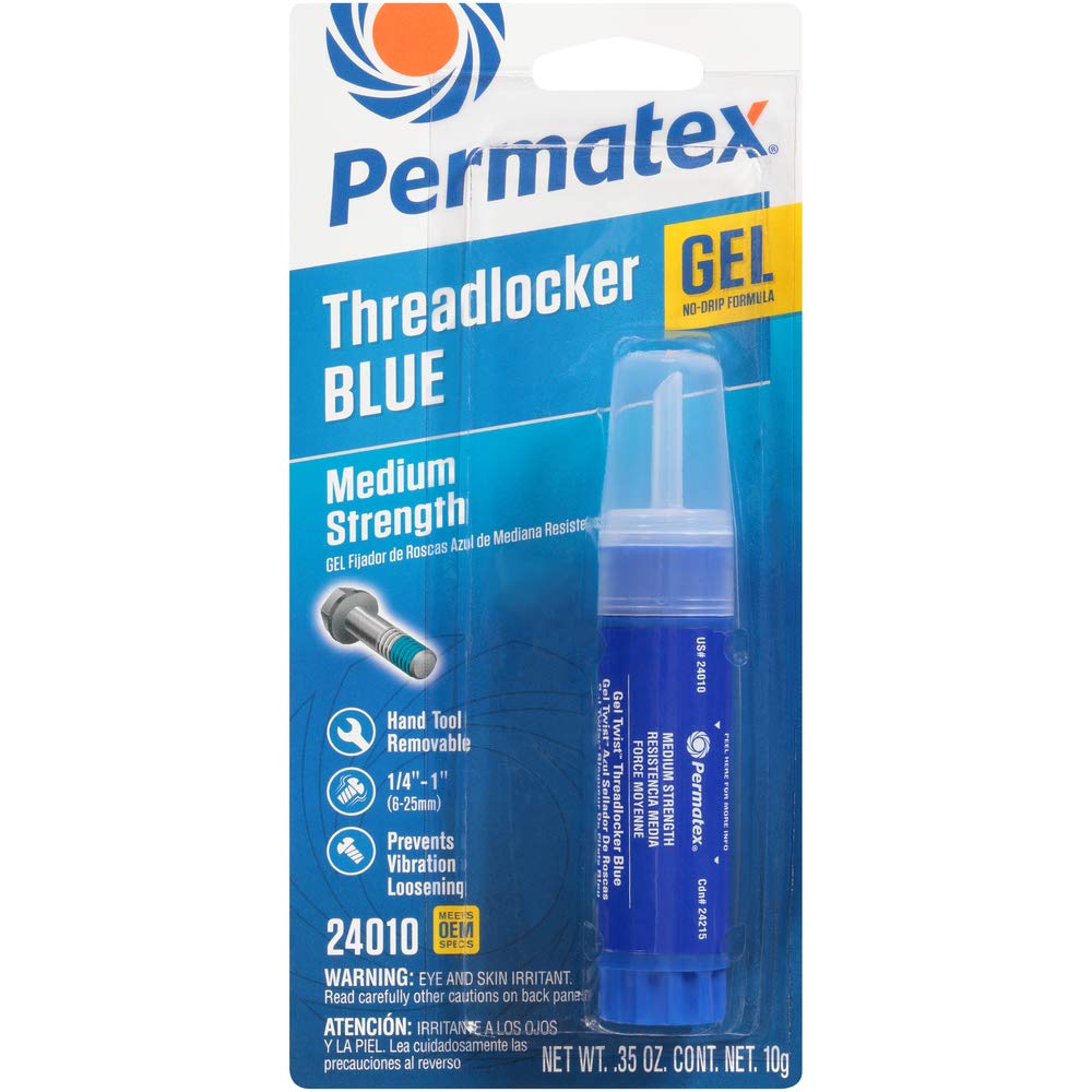 Permatex 24010-6PK Medium Strength Threadlocker Blue Gel, 10 g Gel Twist Applicator (Pack of 6)
