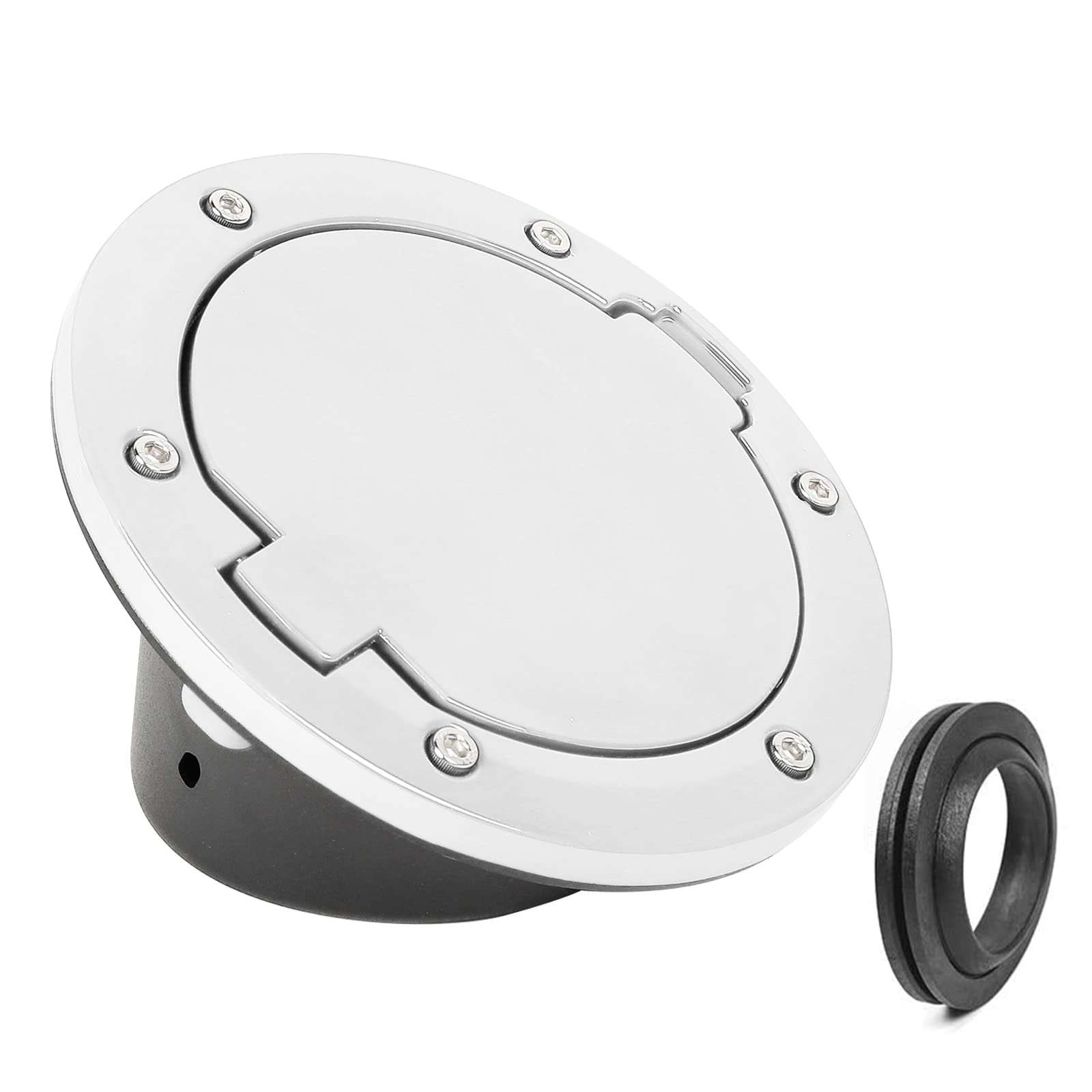 Jecar Jk Fuel Filler Cover Gas Cap Aluminum Alloy Gas Tank Door Exterior Accessories For Jeep Wrangler 2007-2018 Jk Jku, White