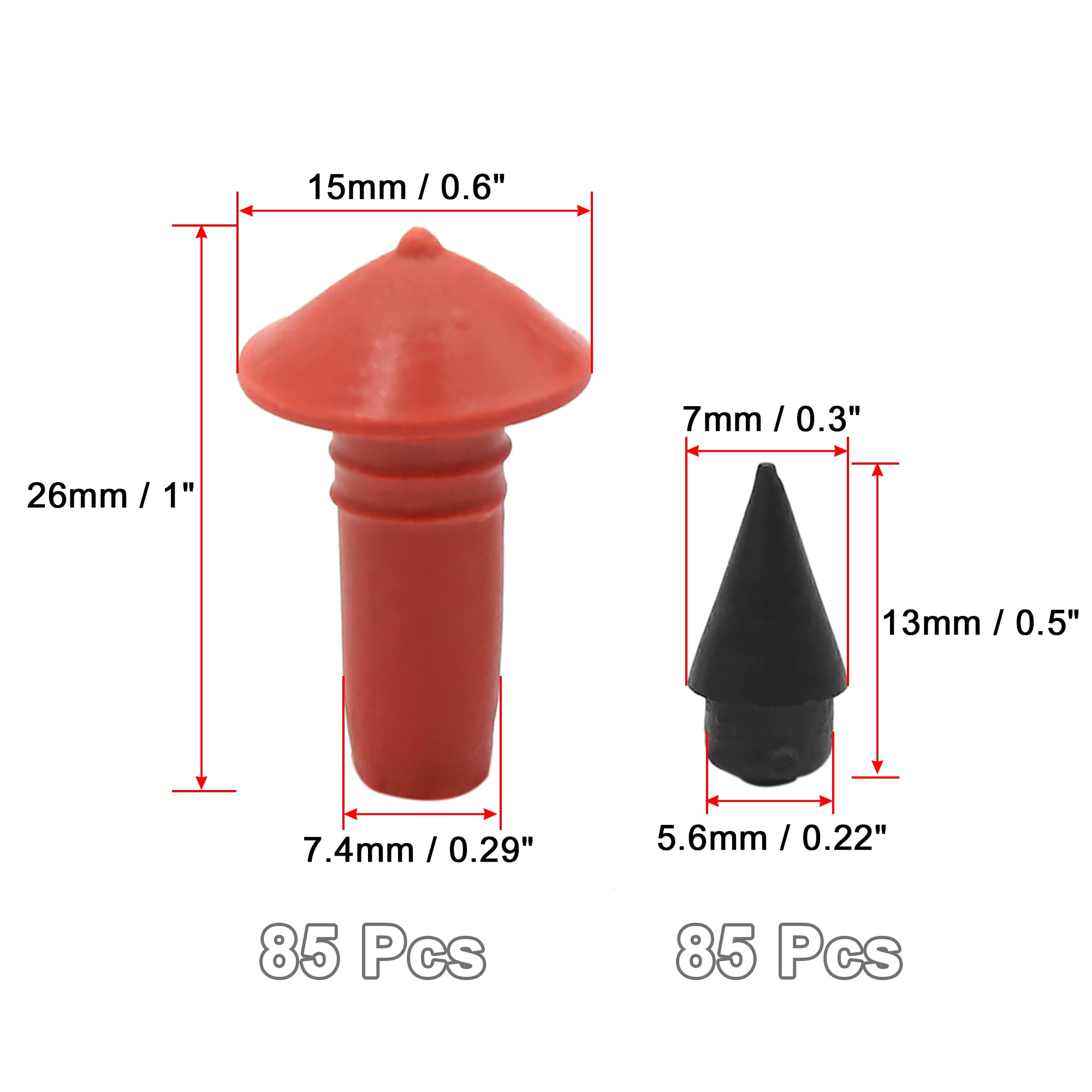 Uxcell 170Pcs Car Universal Mushroom Shaped Tire Repair Insert Plugs Red Black