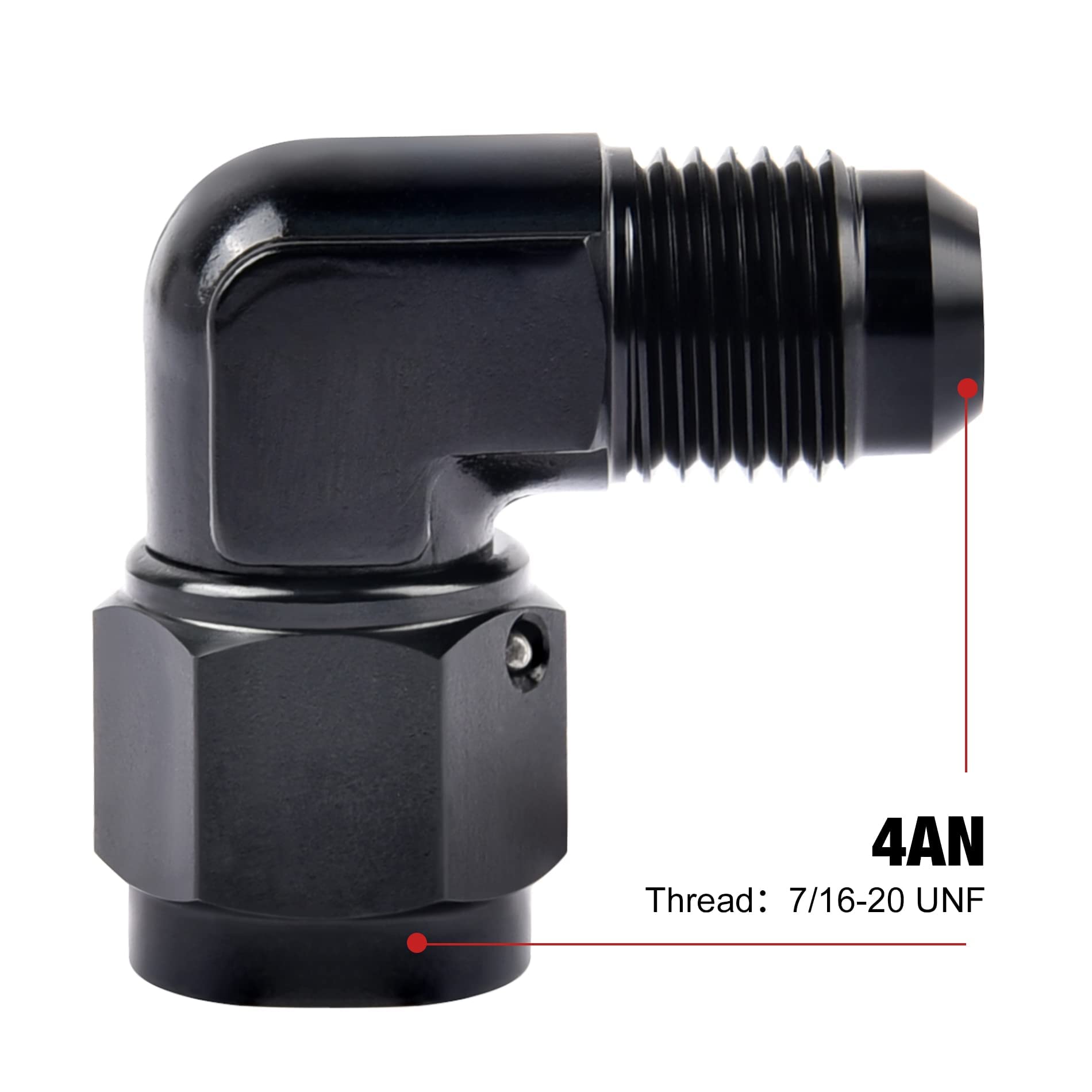 Evil Energy 4An Female To An4 Male Flare 90 Degree Swivel Fitting Adapter Aluminum Black