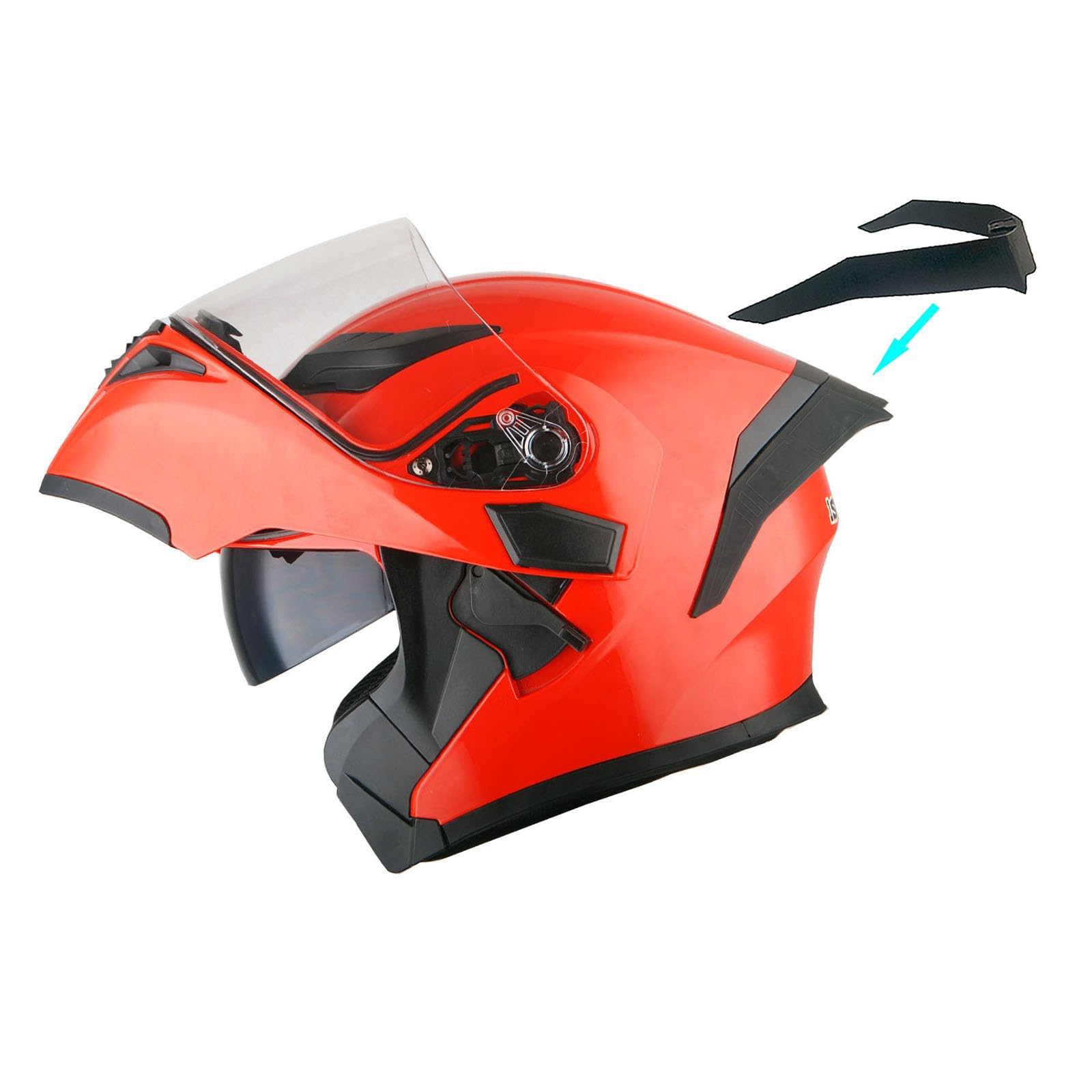 1Storm Motorcycle Modular Full Face Helmet Flip up Dual Visor Sun Shield: HB89 Glossy Red