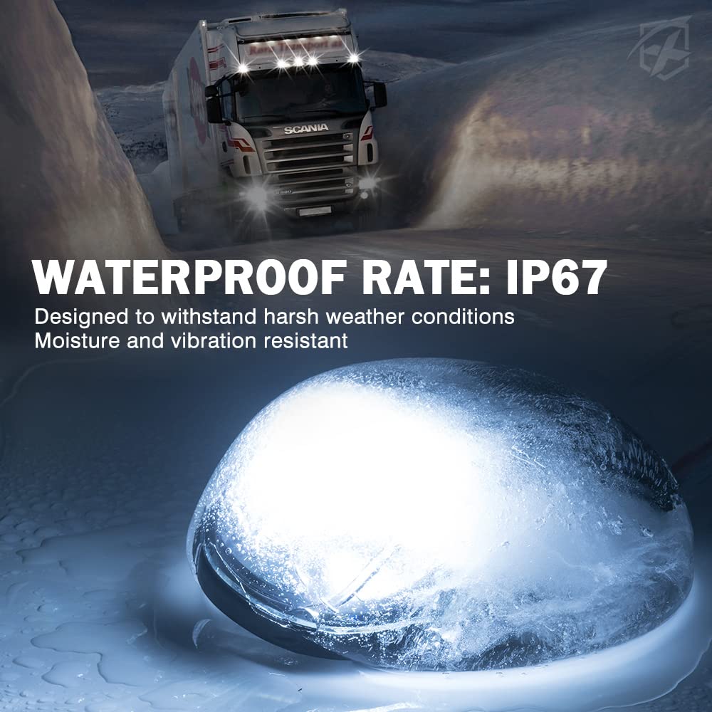 Xprite Smoke Lens Rooftop Cab Clearance Light, Roof Top Marker Running White Leds Lights Kit Compatible With Pickups Trucks Ford