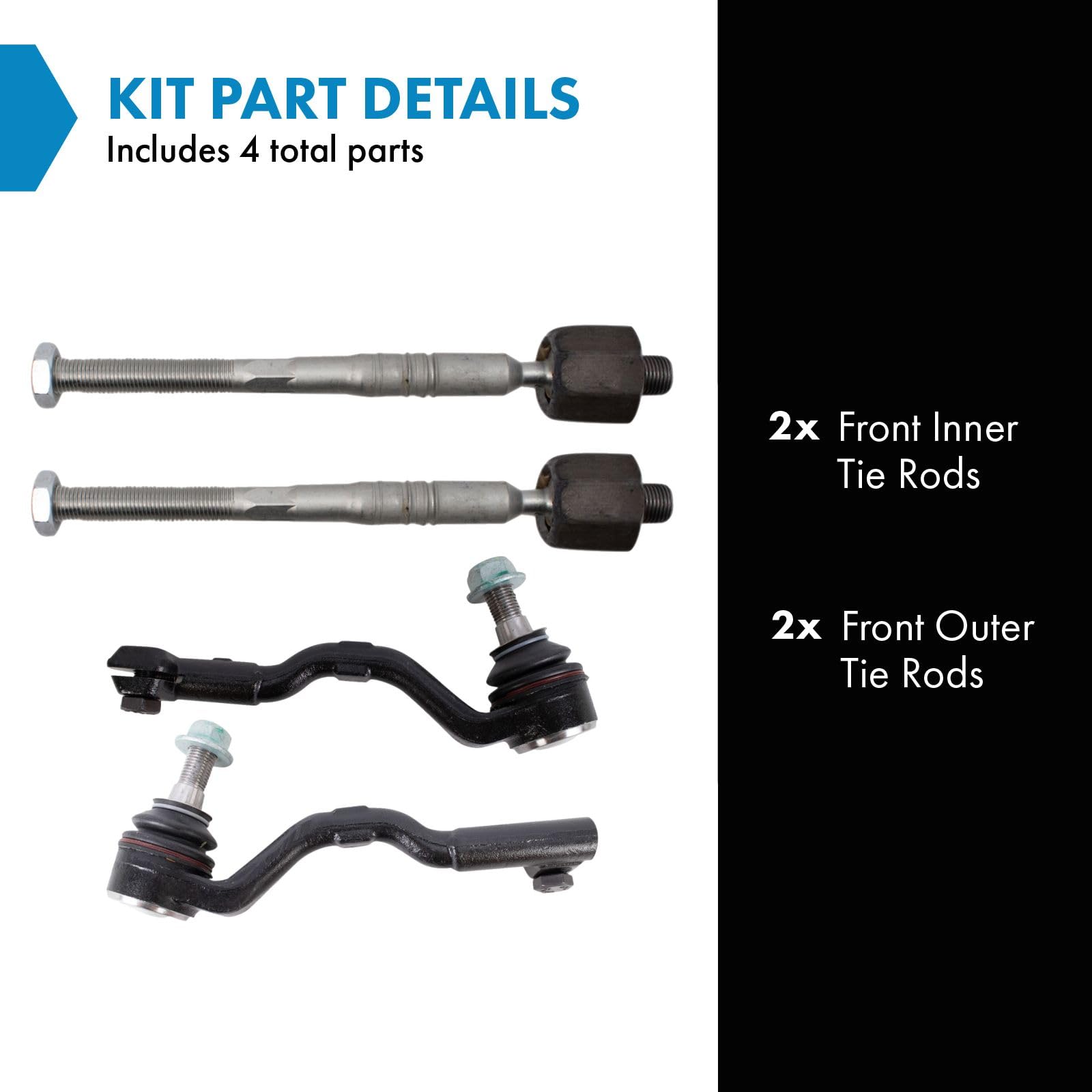 Trq Front Tie Rod Set Compatible With 2014-2018 Bmw X5 2015-2019 X6