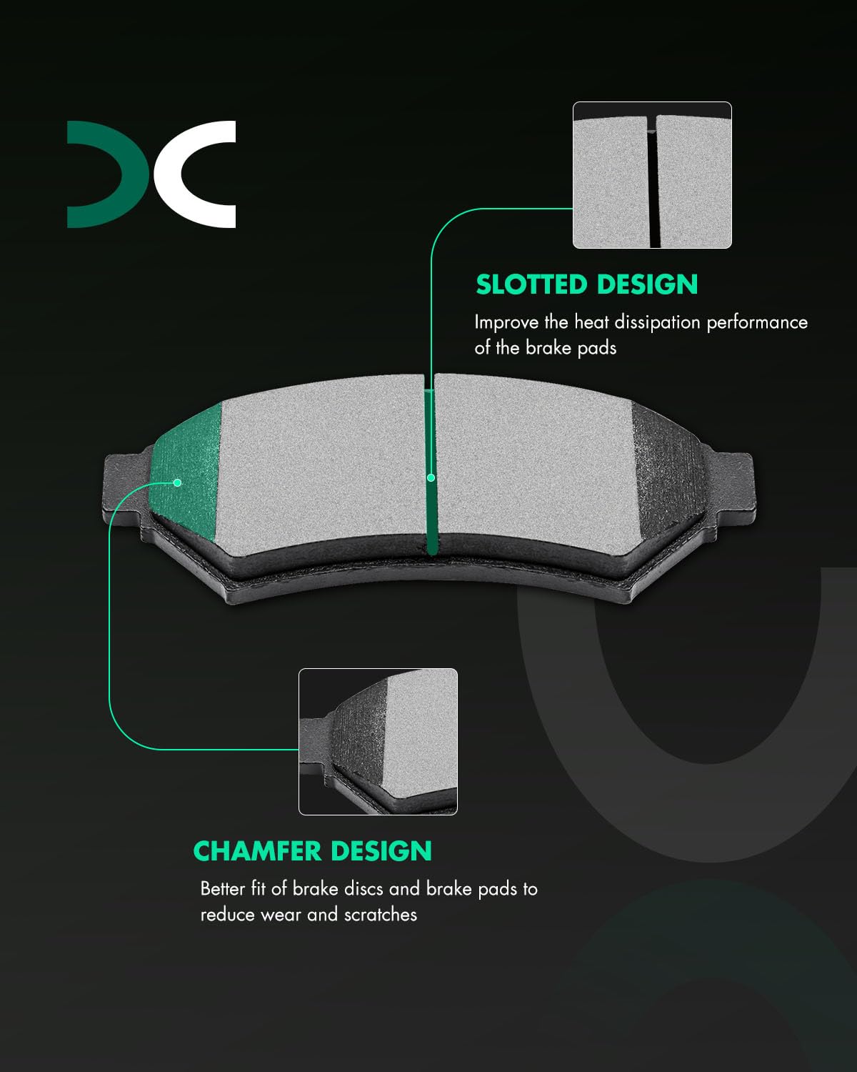 Scitoo D1075 Ceramic Brake Pads Sets Front Fit For Buick 2005-2009,For Chevrolet 2005-2009,For Pontiac 2005-2008,For Saturn 2005