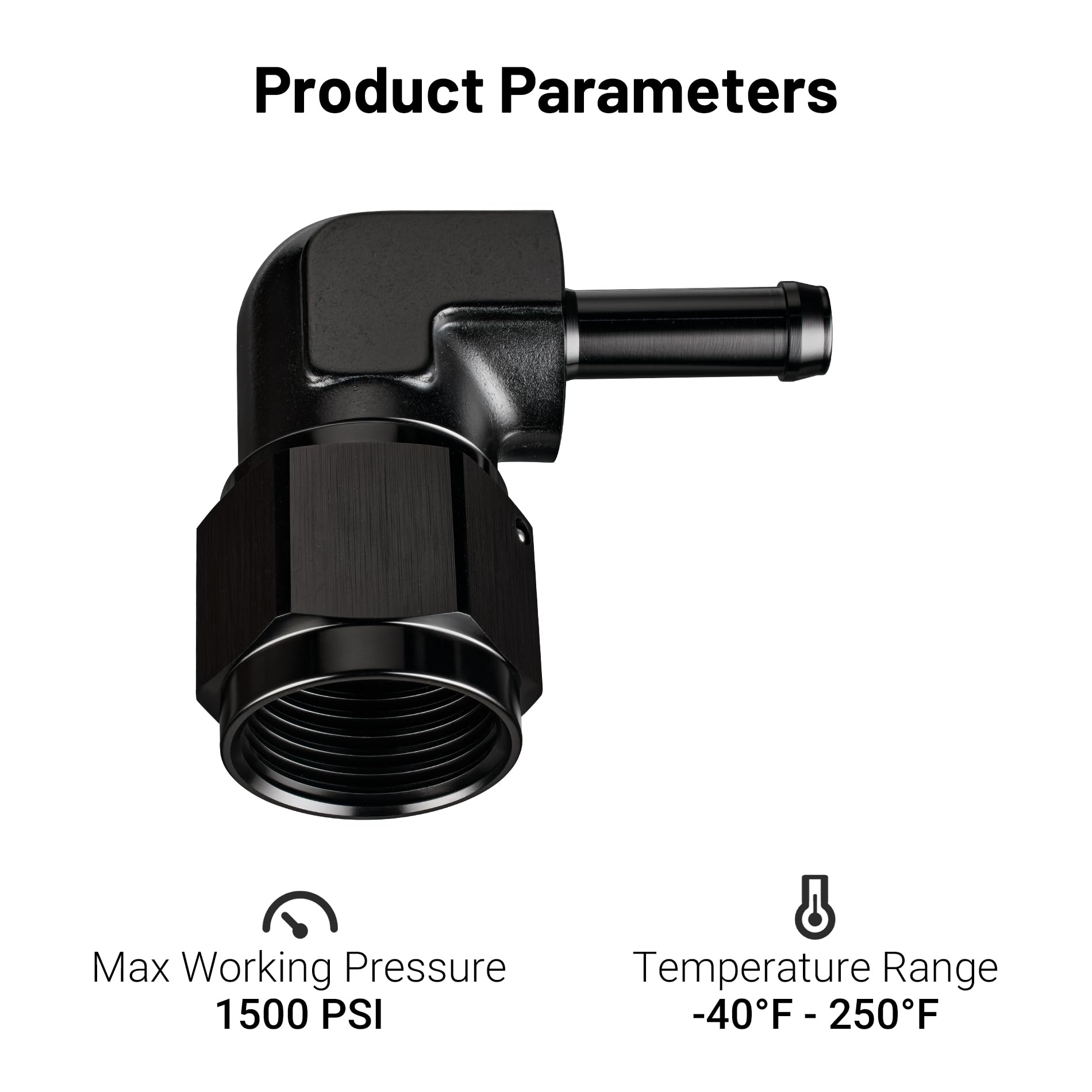 EVIL ENERGY 10AN Female to 5/16'' Barb Hose Fitting 90 Degree Swivel 2PCS