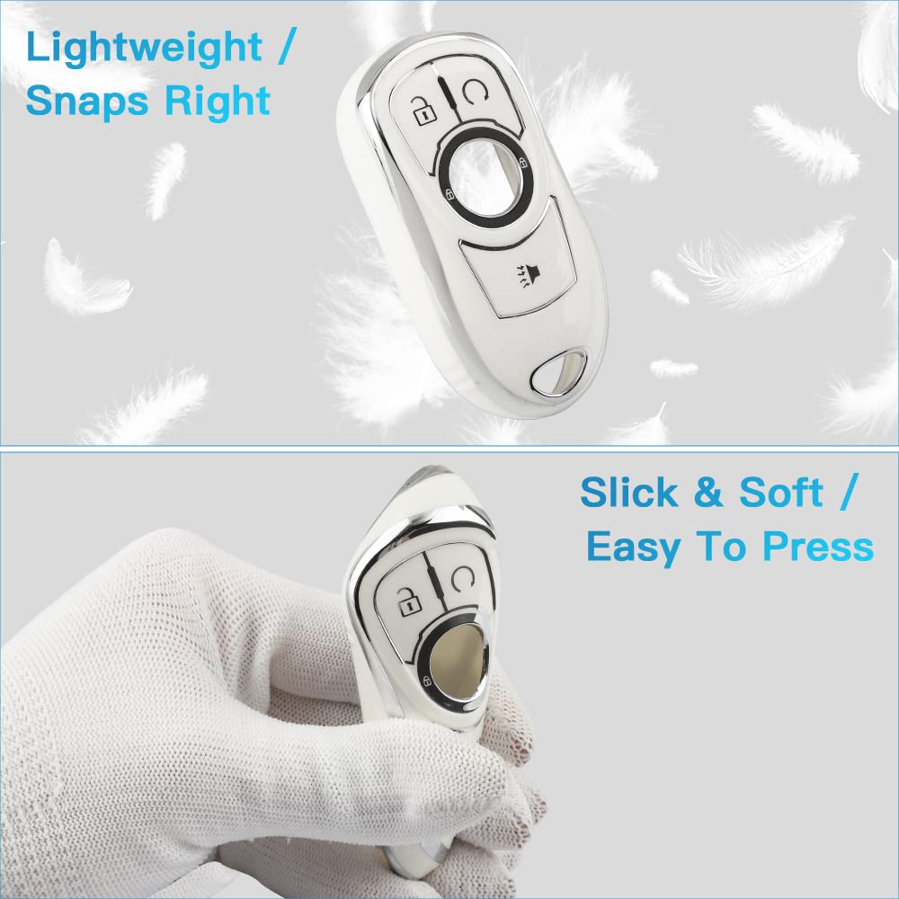 1797 For Buick Key Fob Cover Fit Encore Regal Accessories Car Remote Case Shell Protector Men Women 5 Button White Silver Tpu