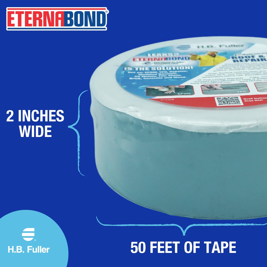 EternaBond RoofSeal Gray 2&quot; x50' MicroSealant UV Stable RV Roof Seal Repair Tape | 35 mil Total Thickness - EB-RG020-50R - One-Step Durable, Waterproof and Airtight Sealant