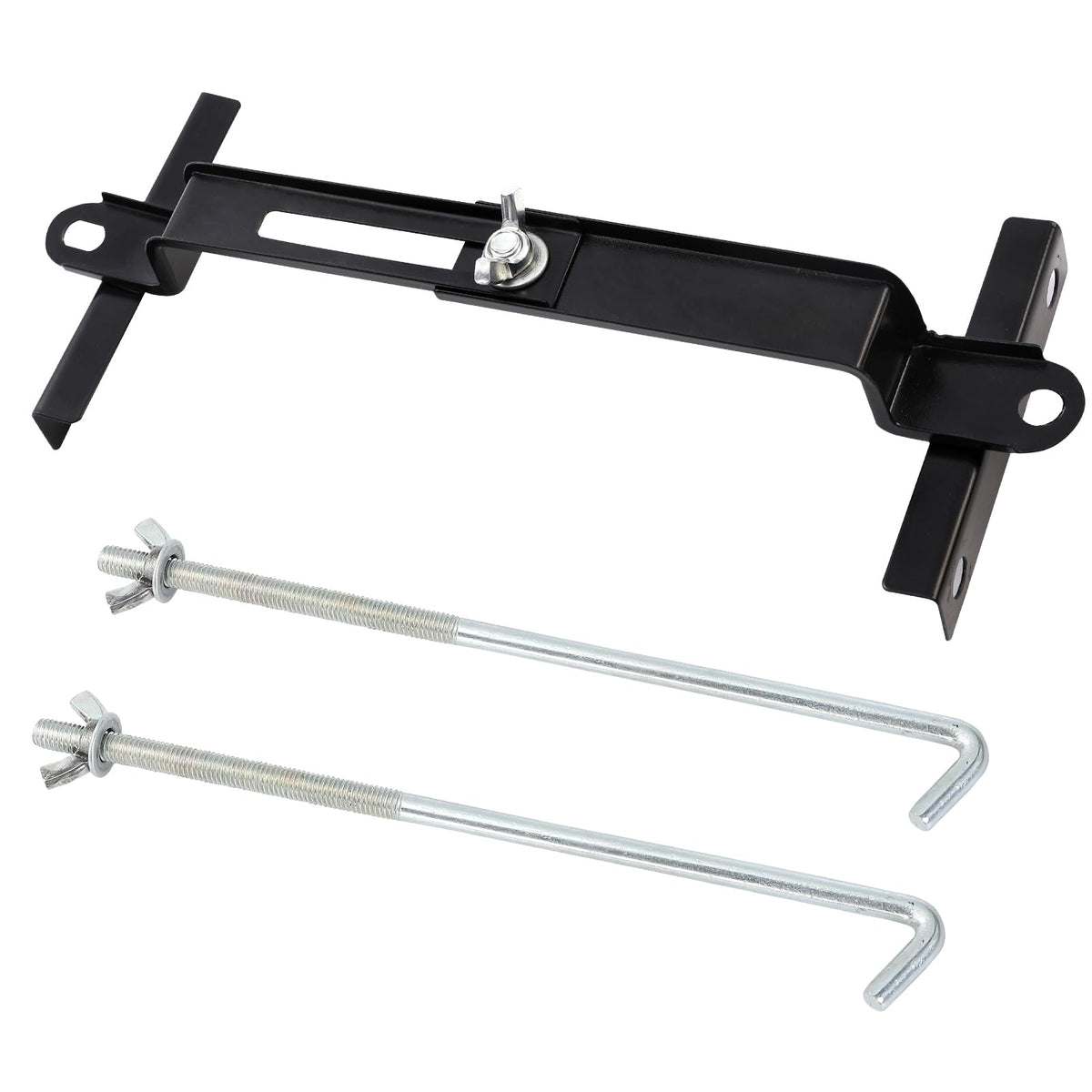 Car Battery Hold Down Kit, High-Strength Car Battery Crossbar with Heavy-Duty Clamps, Rust-Resistant Car Battery Holder with J-b