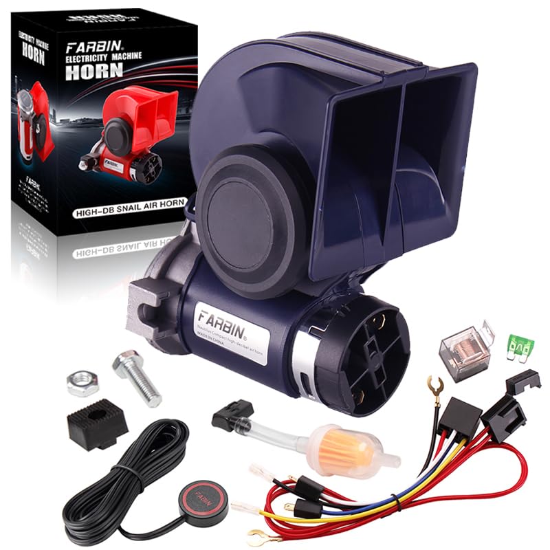 Farbin Air Horn For Car, Train Horn For Trucks, Loud 12V Car Horn Kit With Relay Harness And Switch Button