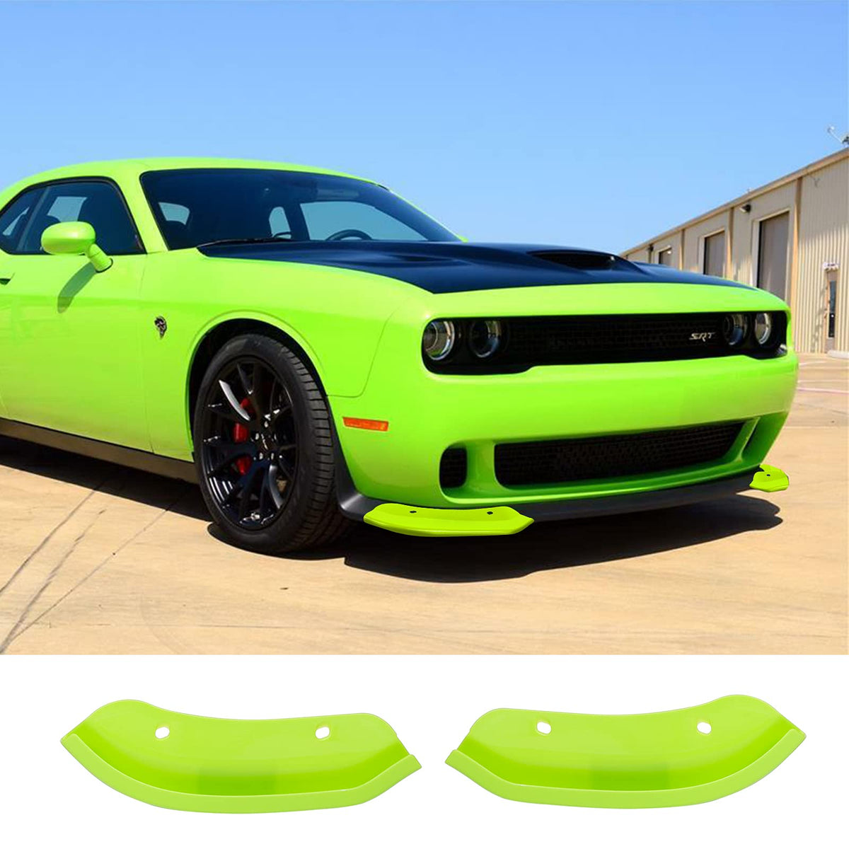 Voodonala Front Splitter Bumper Lip Protector For Dodge Challenger Hellcat Widebody 2015-2021(2Pcs/Set,Light Green)
