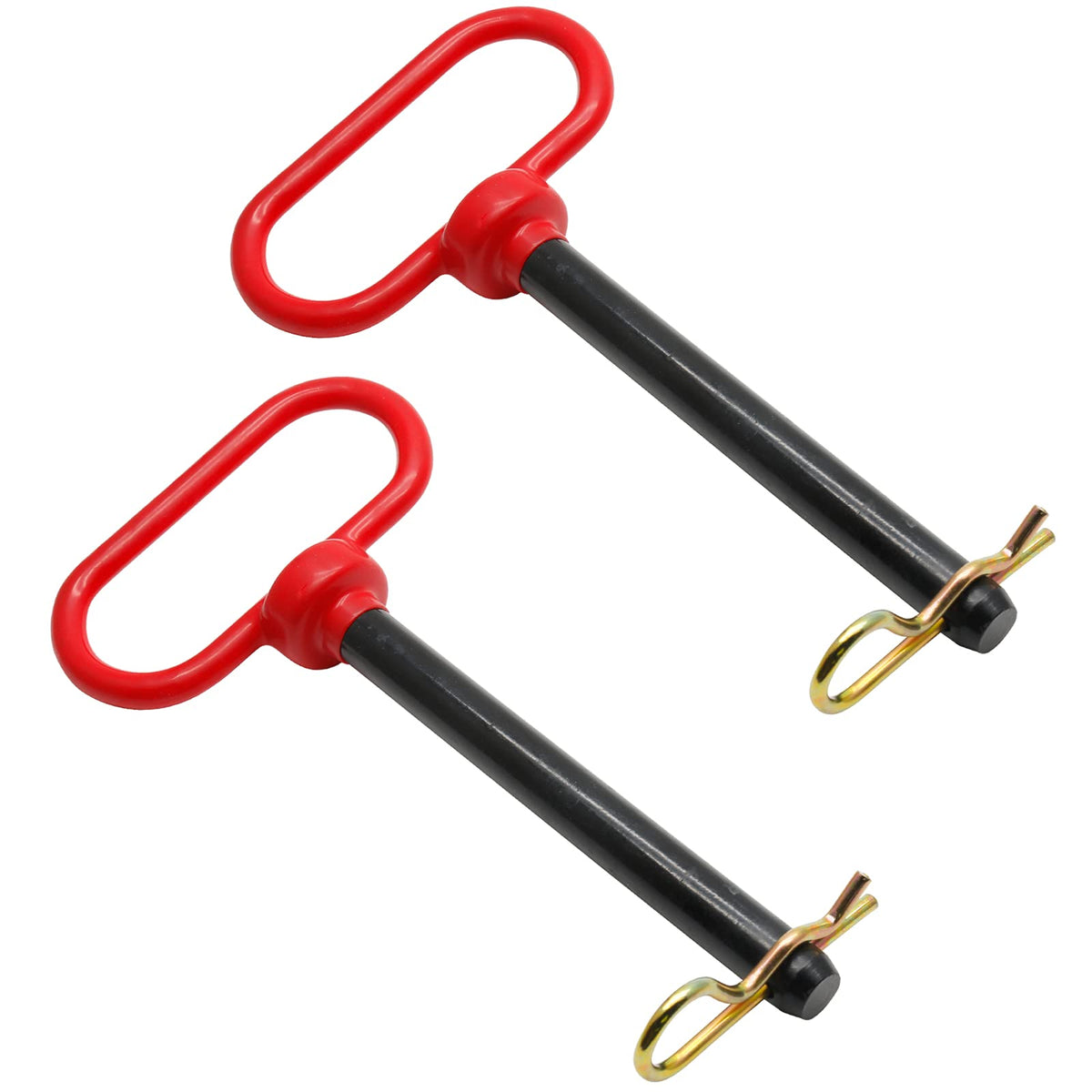 Bonsicoky 2Pcs Tractor Towing Hitch Pin And Clip, 5/8 X 6 Inch Trailer Gate Pin For Towing Tractor, Rv, Truck, Boat, Car - Red H