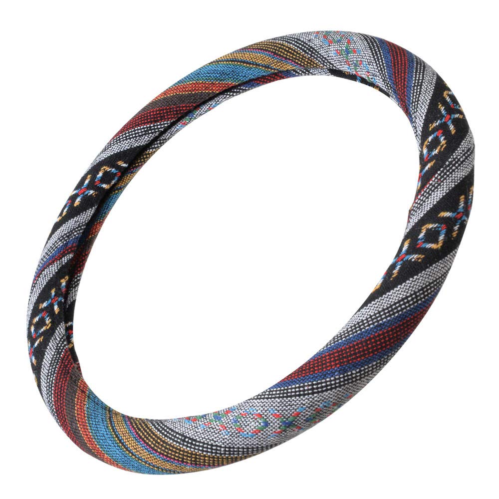 Bdk Woven Boho Bohemian Hippie Saddle Blanket Style Steering Wheel Cover For Women - Fits Most Standard Wheel Sizes 14.5 - 15 In