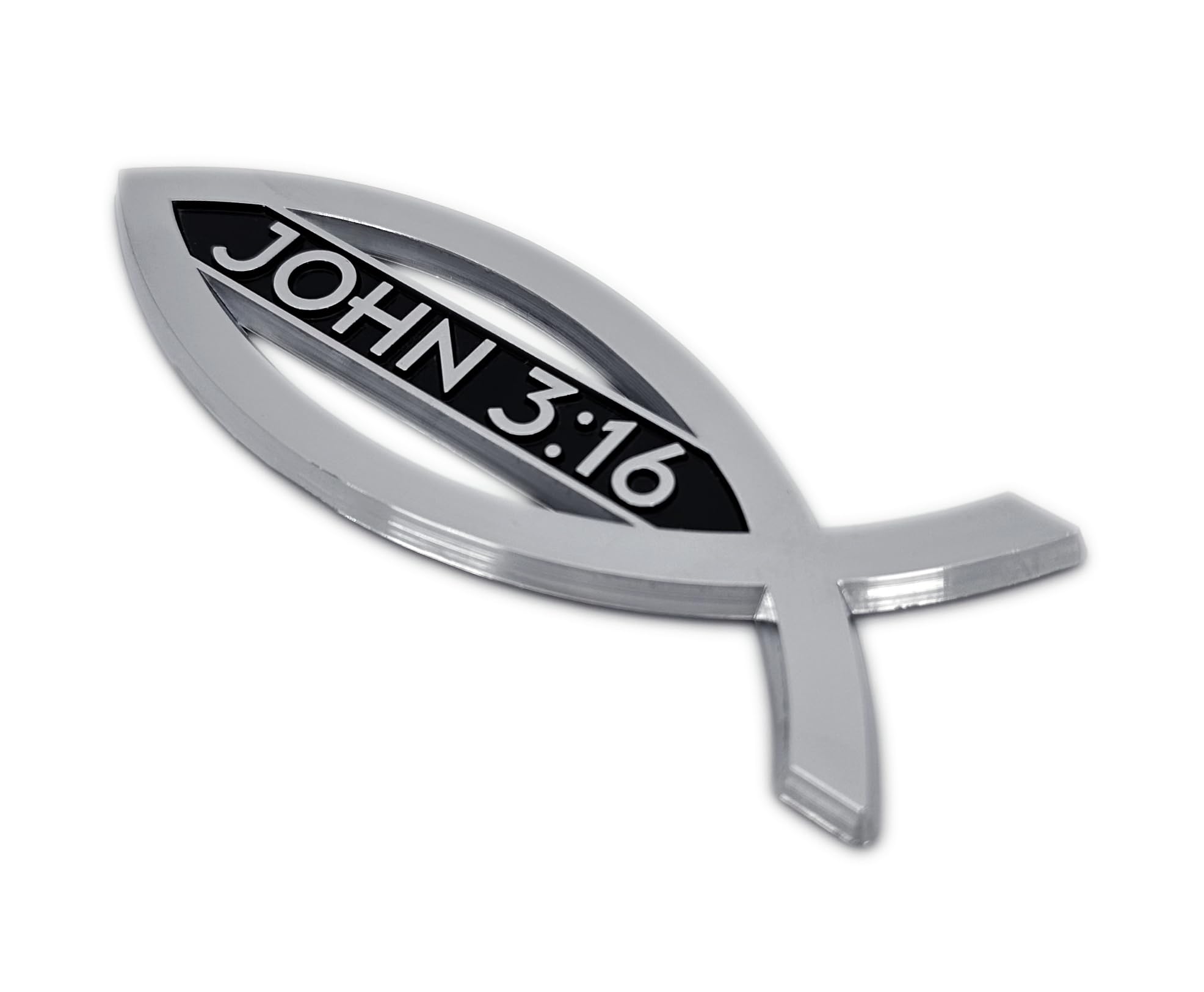 Elektroplate Christian Fish with John 3:16 OEM Chrome Emblem for Cars, Trucks, and All Auto | Universal Fit at 4&quot; x 1.4&quot; | Weatherproof