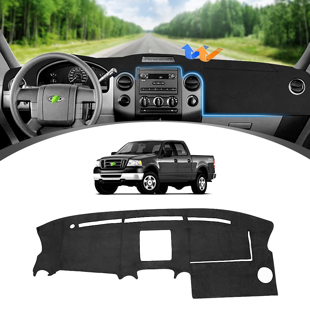 FIILINES Dash Cover for Ford F-150 F150 2004-2008, Dash Mat f150 Dashboard Cover Accessories Suede Mat Sunshade Anti-Slip Pad Ca