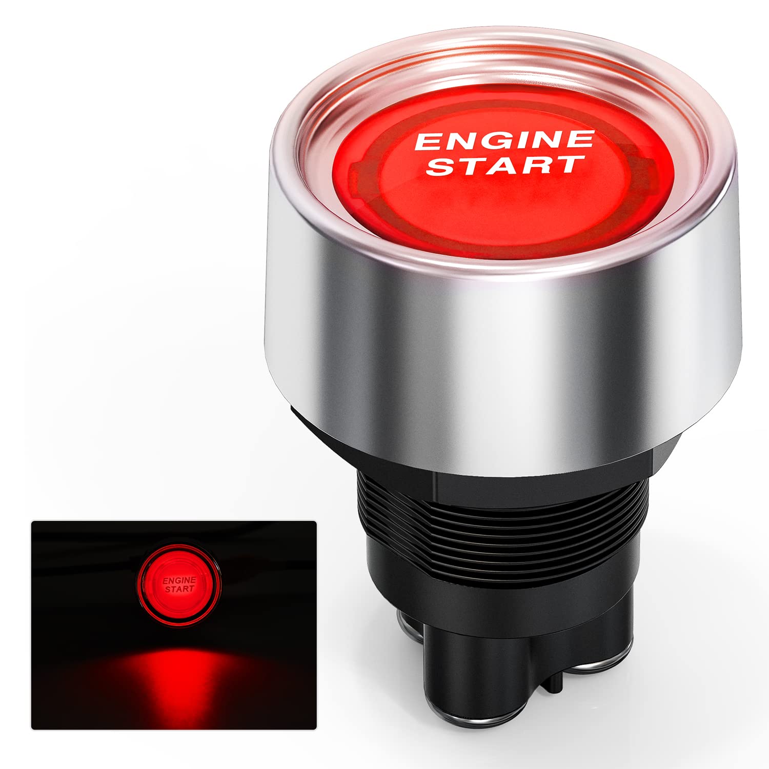 Nilight Start Engine Button 12V Dc 50A Spst On Off Momentary Switch Red Car Start Engine Button Stater Push Start Ignition Switc