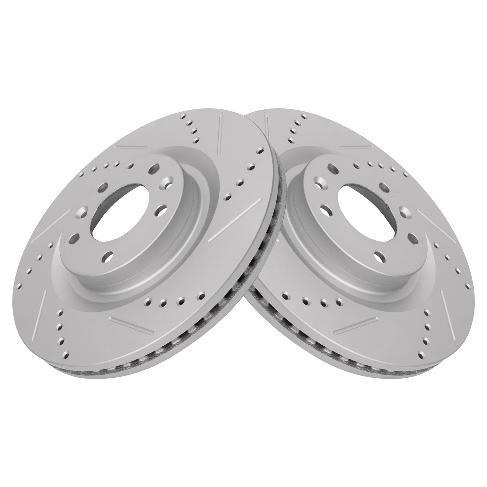 Trq Front Performance Brake Rotors Set Premium G-Coated Cross Drilled & Slotted Compatible With 2007-2015 Mazda Cx-9