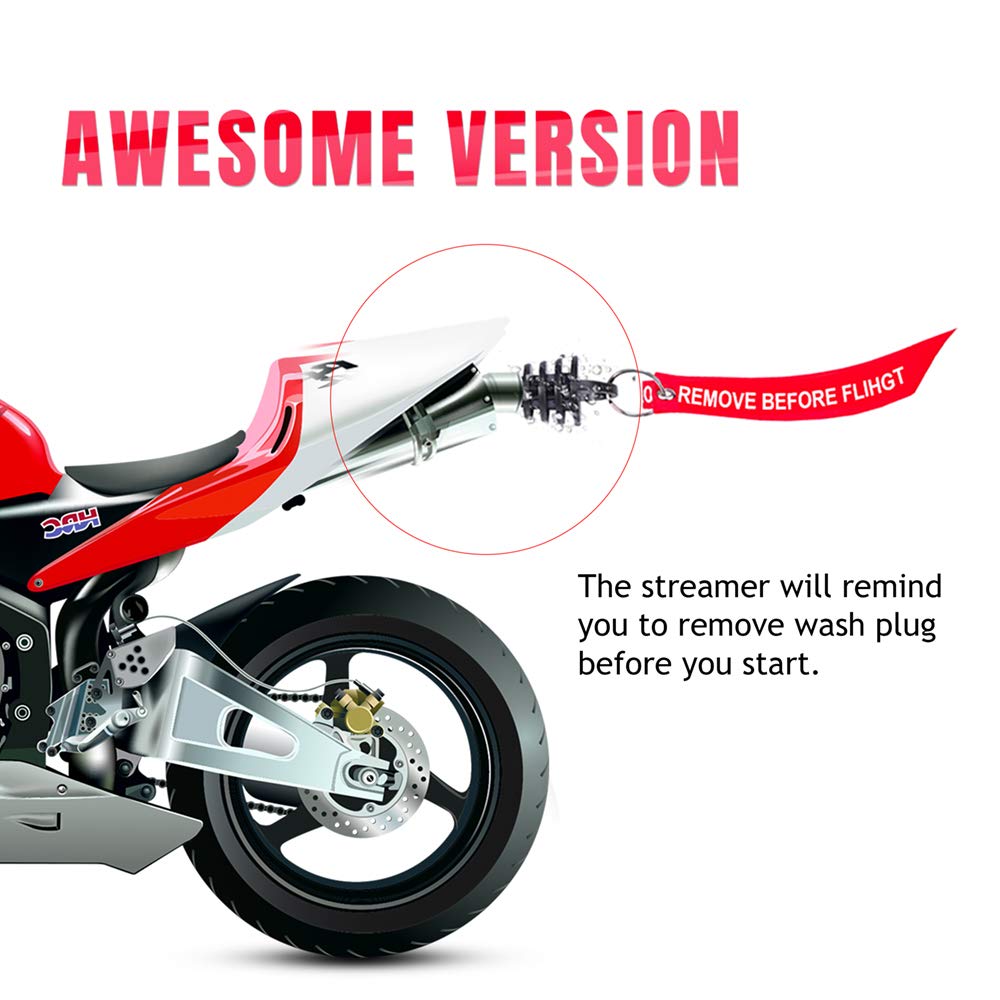 Melife 1.07 '' - 1.85 '' Muffler Exhaust Wash Plug, Motorcycle Dirt Bike 2 & 4 Stroke W/Streamer Remove Before Start Engine Rubb