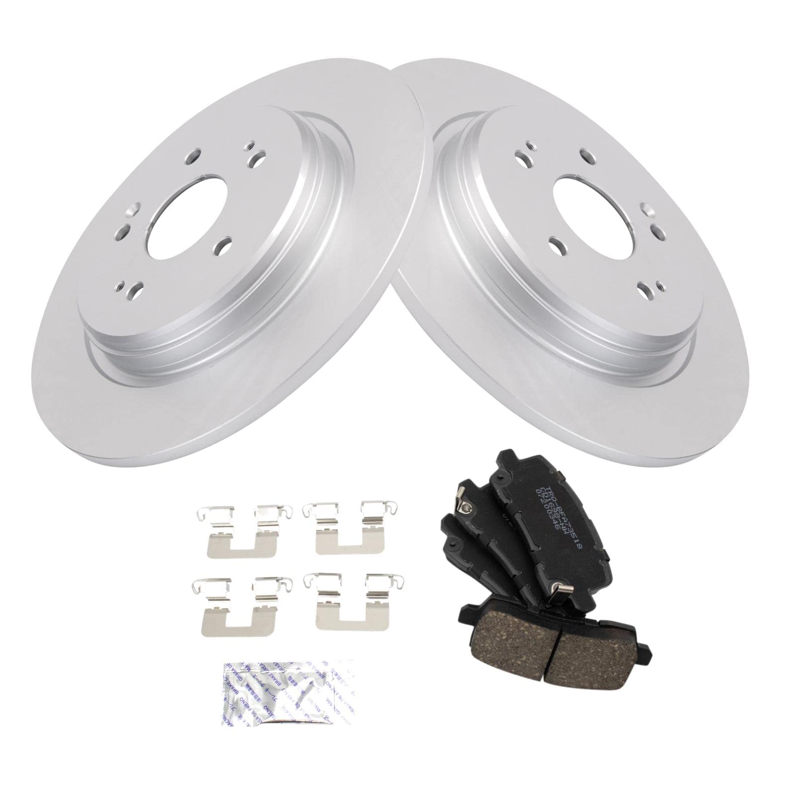 Trq Rear Brake Pad & Rotor Kit Brake Pads Brake Rotor Ceramic Premium G-Coated Compatible With 2017 Acura Tlx