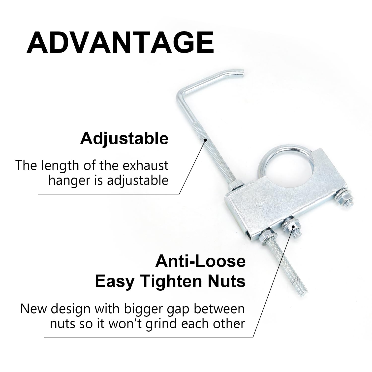 Scottchen Pro Exhaust Clamp With Hanger Fit 2.5' Exhaust Pipe, Exhaust System Hanger Exhaust Hanger